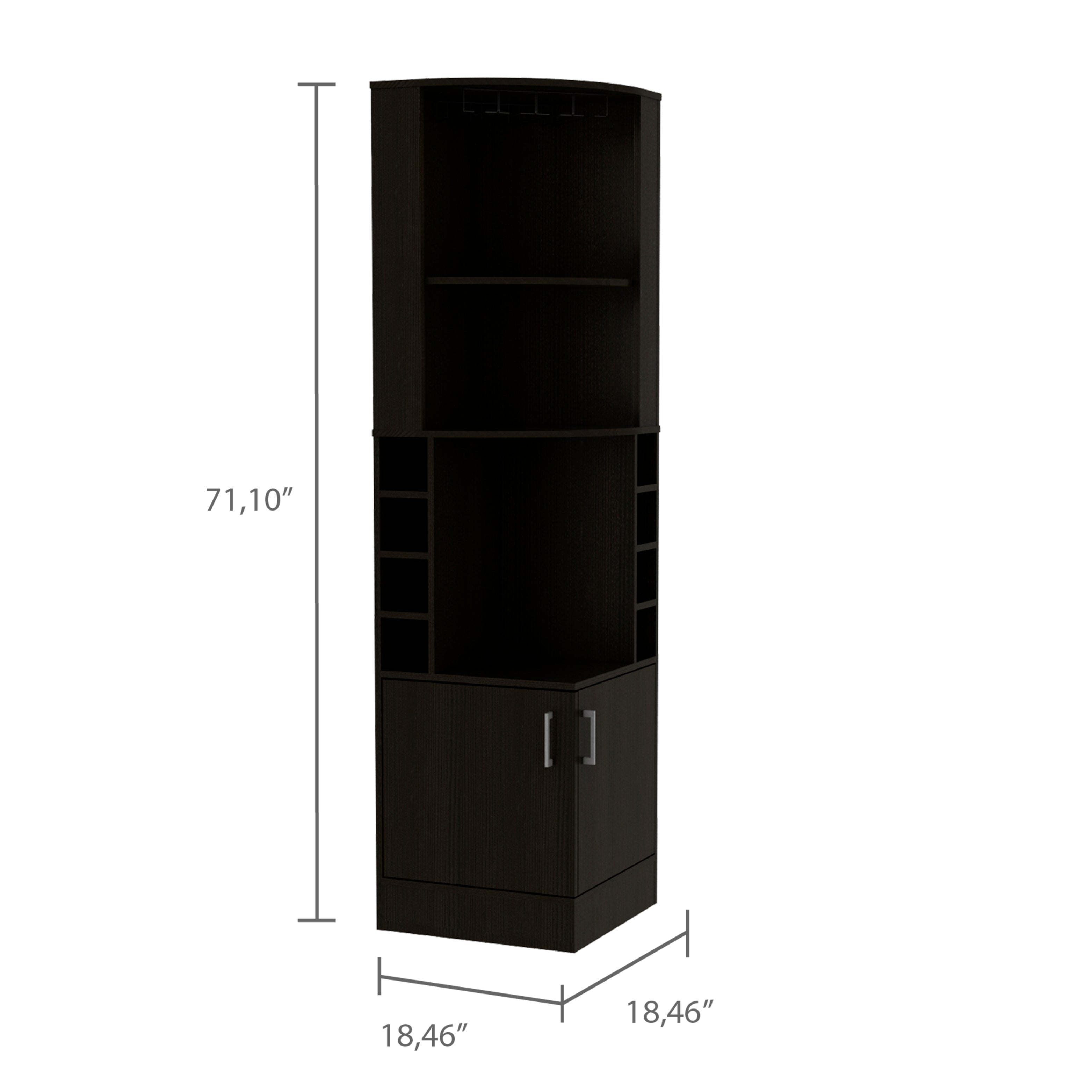 Egina Corner Bar Cabinet, Two External Shelves, Black - Luciddepo
