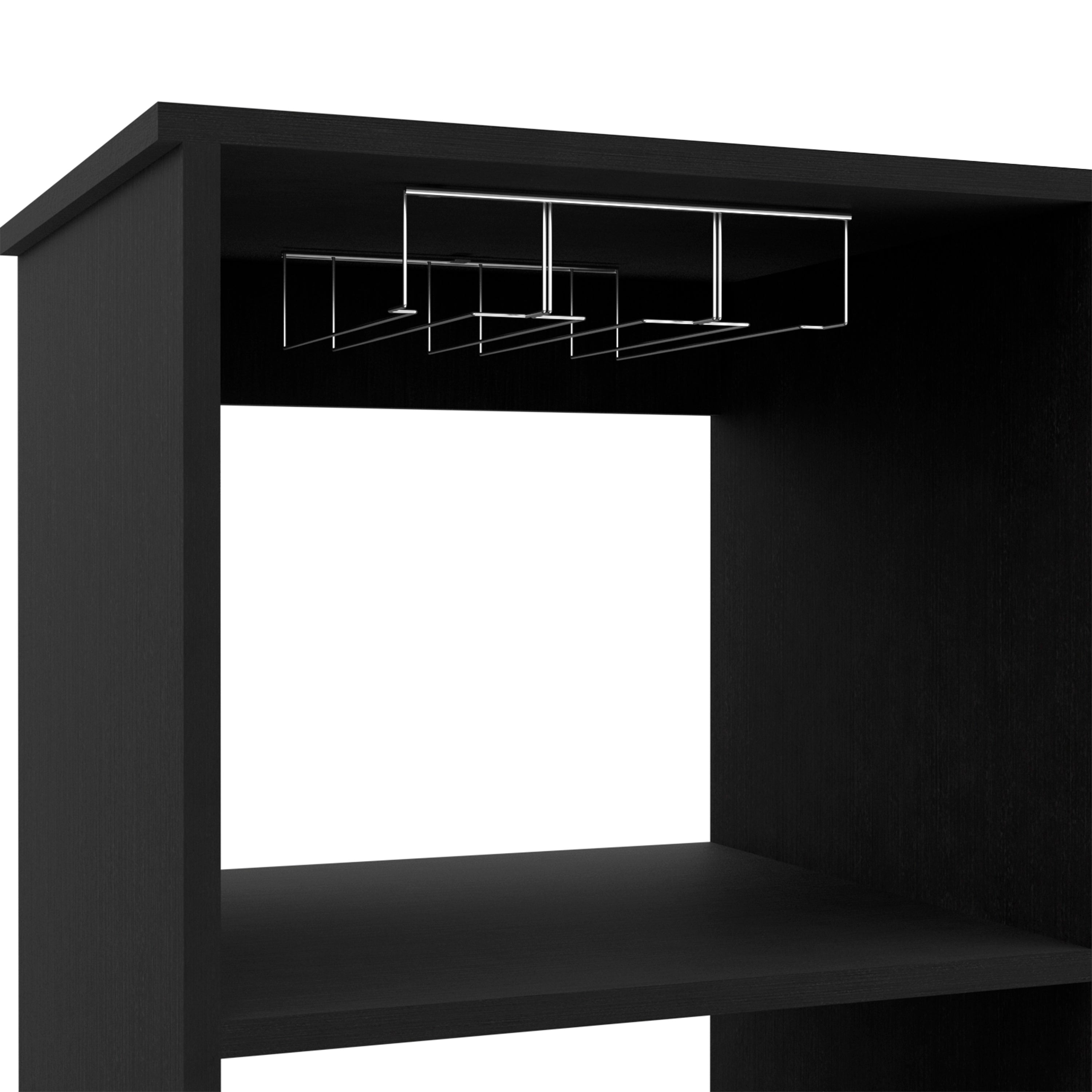 Zircon Bar Cabinet, Twelve Built-in Wine Rack, Two Drawers, Black - Luciddepo