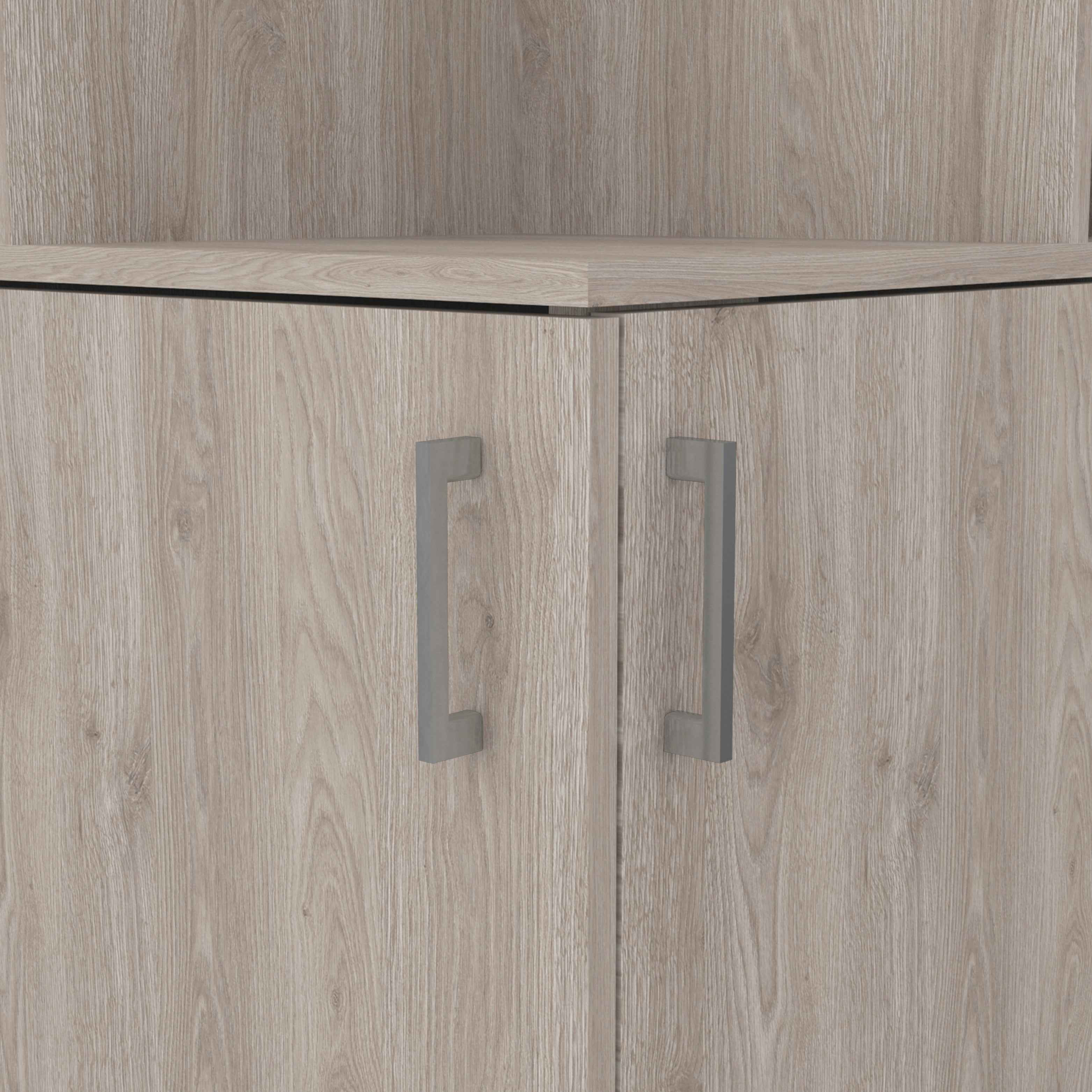 Egina Corner Bar Cabinet, Two External Shelves , Light Gray