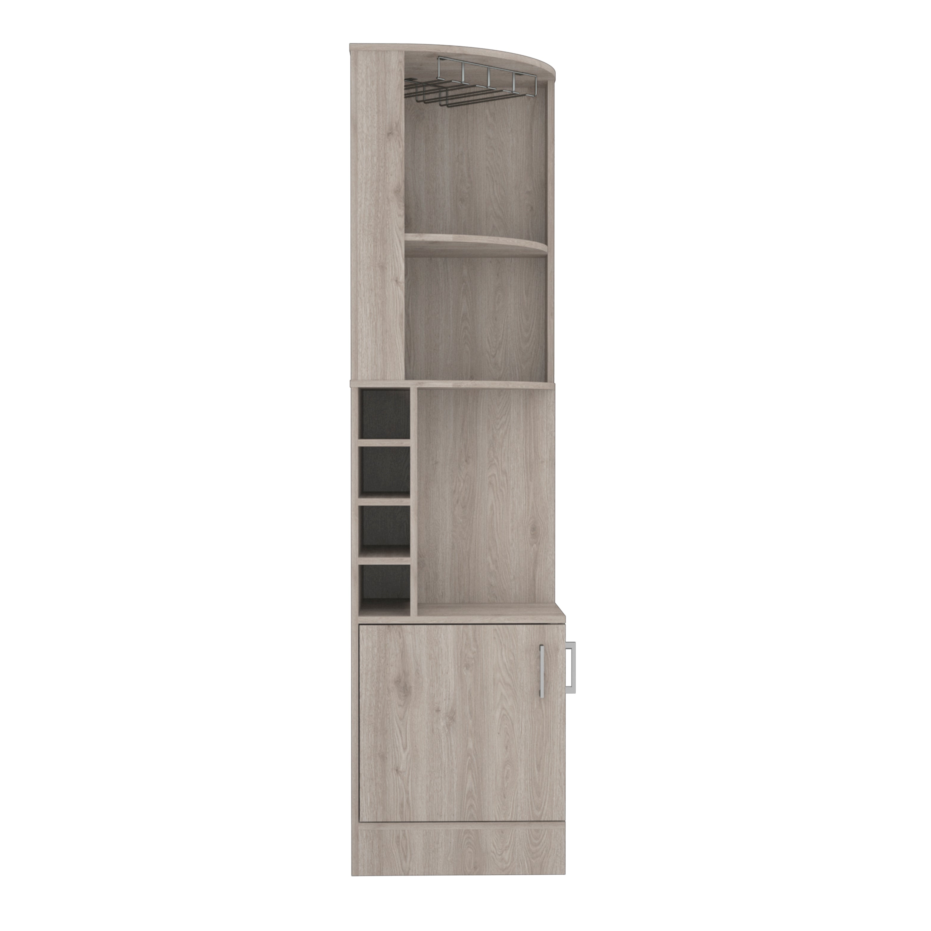 Egina Corner Bar Cabinet, Two External Shelves , Light Gray - Luciddepo