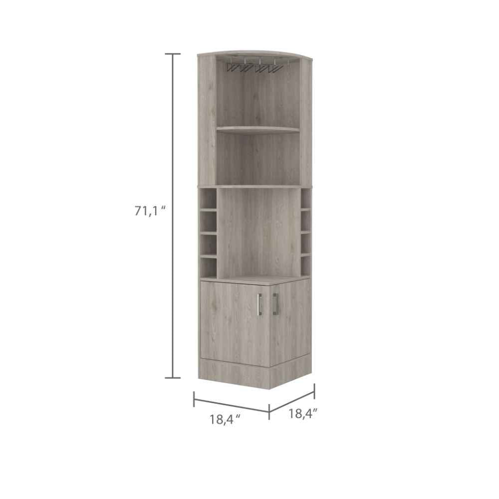 Egina Corner Bar Cabinet, Two External Shelves , Light Gray