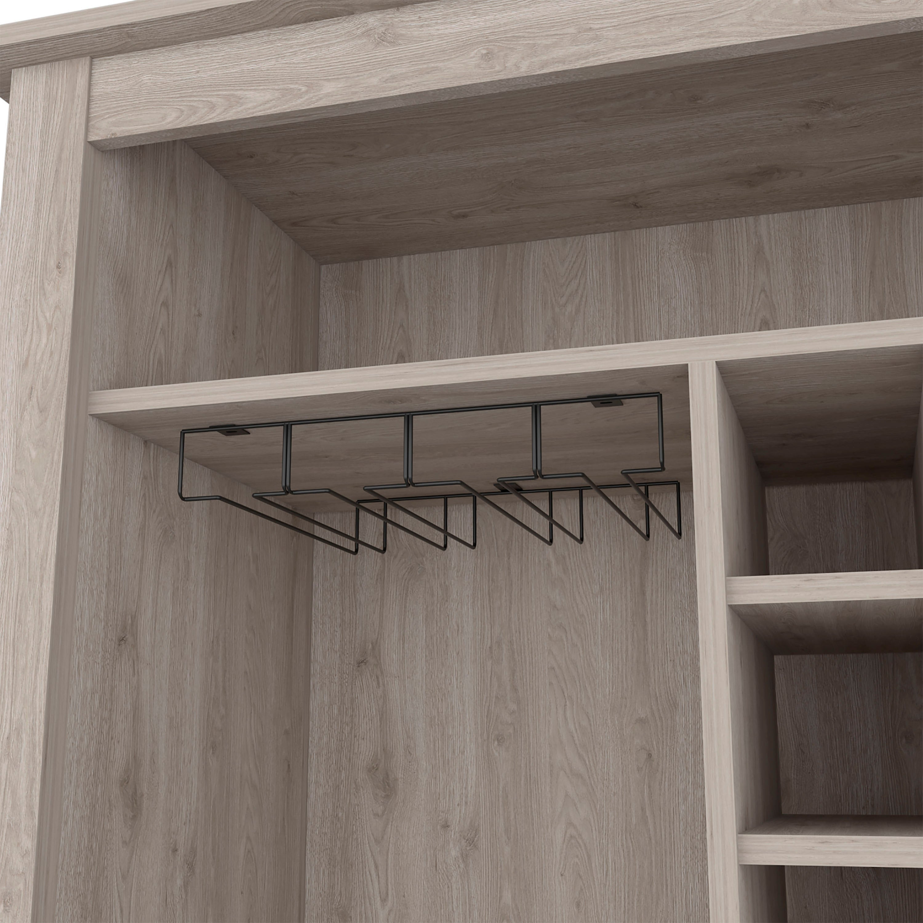 Mojito Bar Cabinet, Six Built-in Wine Rack, One Open Drawer, One Open Shelf, Light Gray - Luciddepo