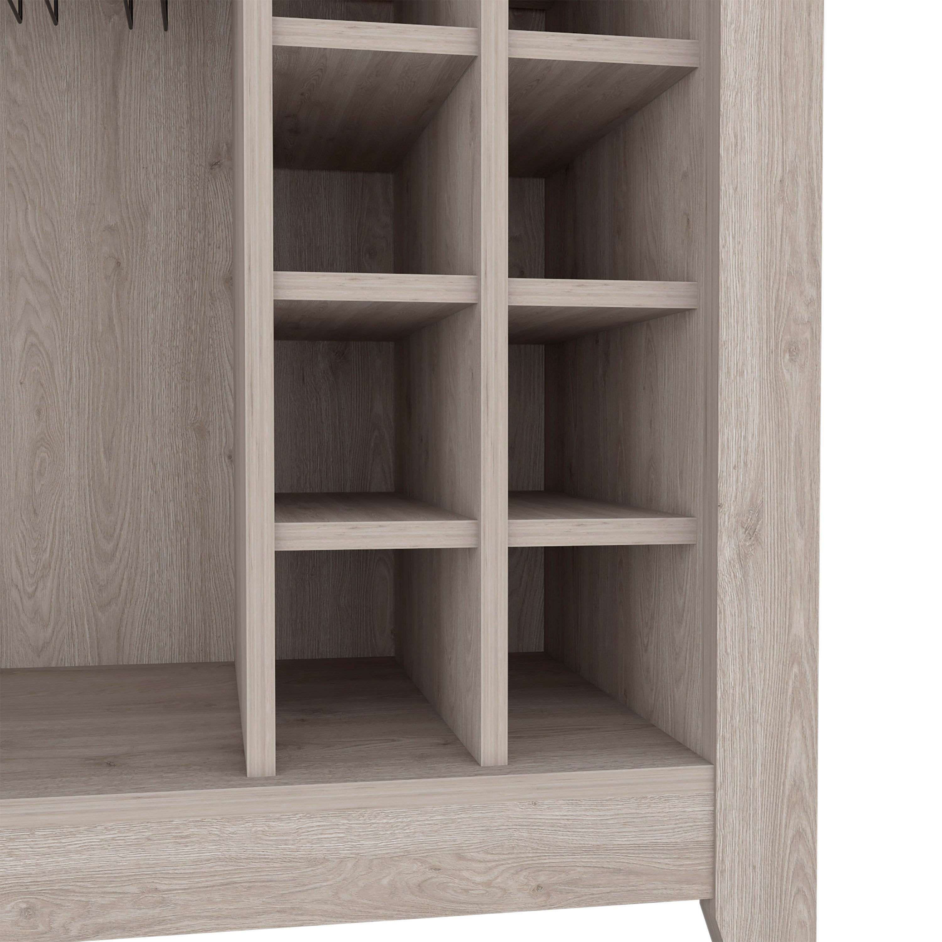 Mojito Bar Cabinet, Six Built-in Wine Rack, One Open Drawer, One Open Shelf, Light Gray - Luciddepo