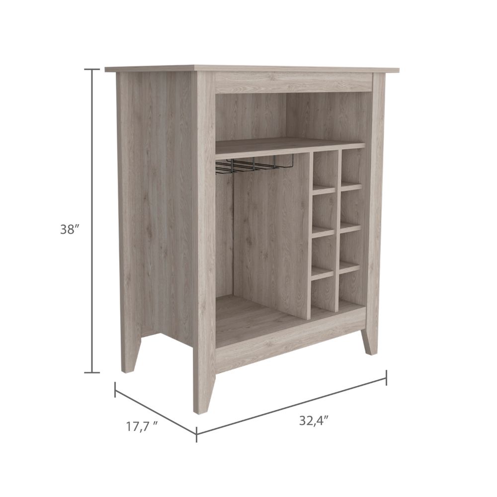 Mojito Bar Cabinet, Six Built-in Wine Rack, One Open Drawer, One Open Shelf, Light Gray - Luciddepo