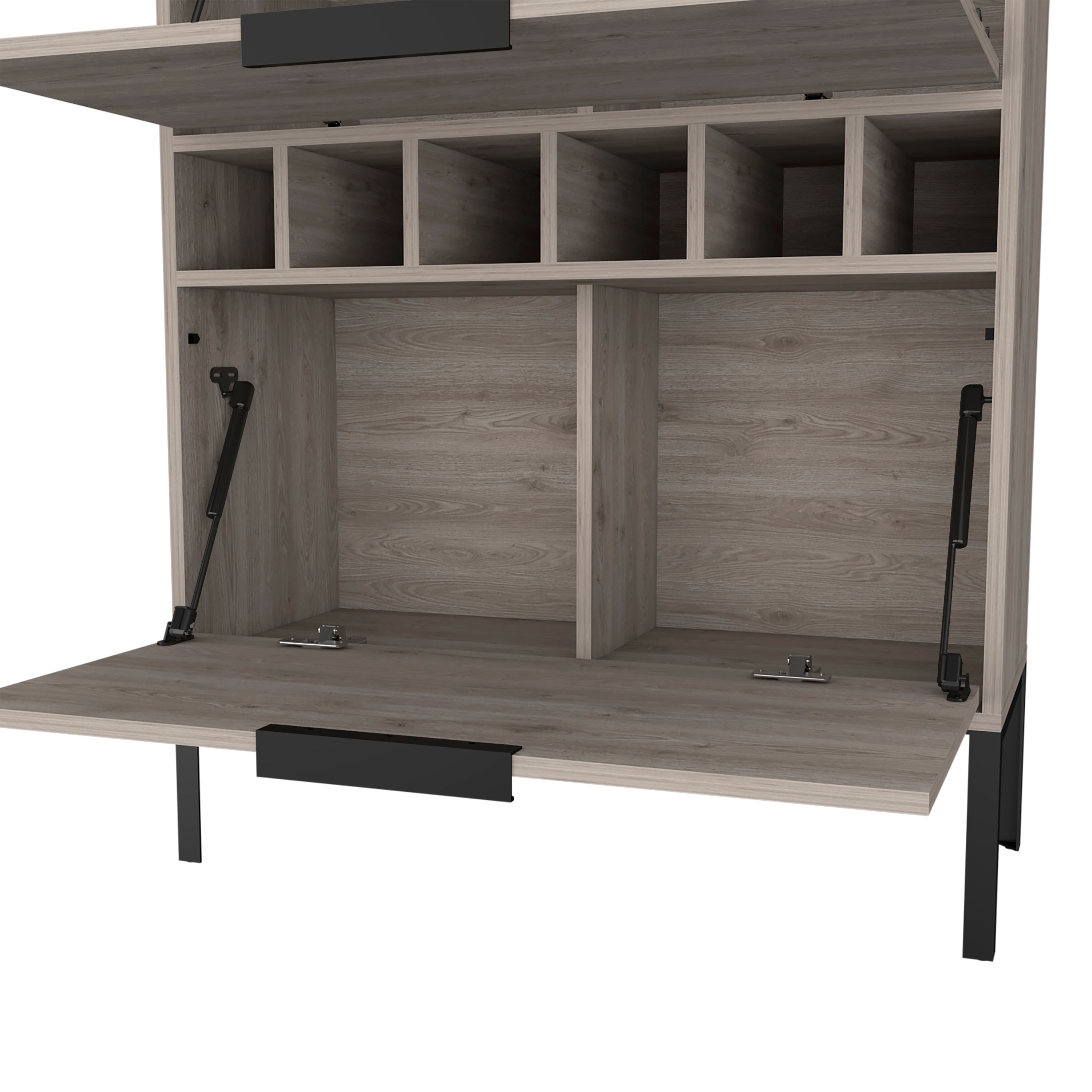Staten Bar Cabinet, Six Built-in Wine Rack, Two Door Flexible Cabinets, Light Gray - Luciddepo