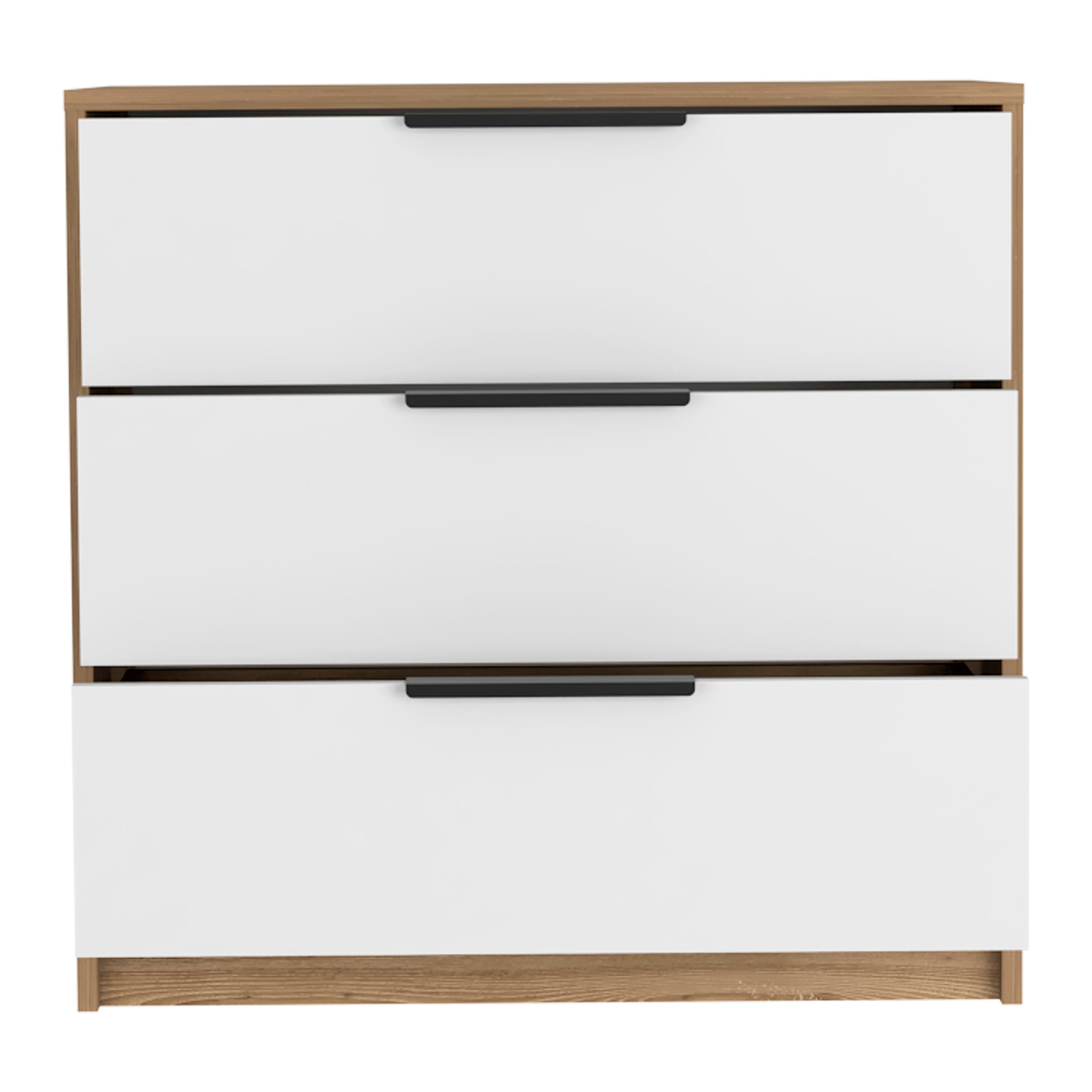 Egeo 3 Drawers Dresser, Superior Top, White / Light Oak - Luciddepo