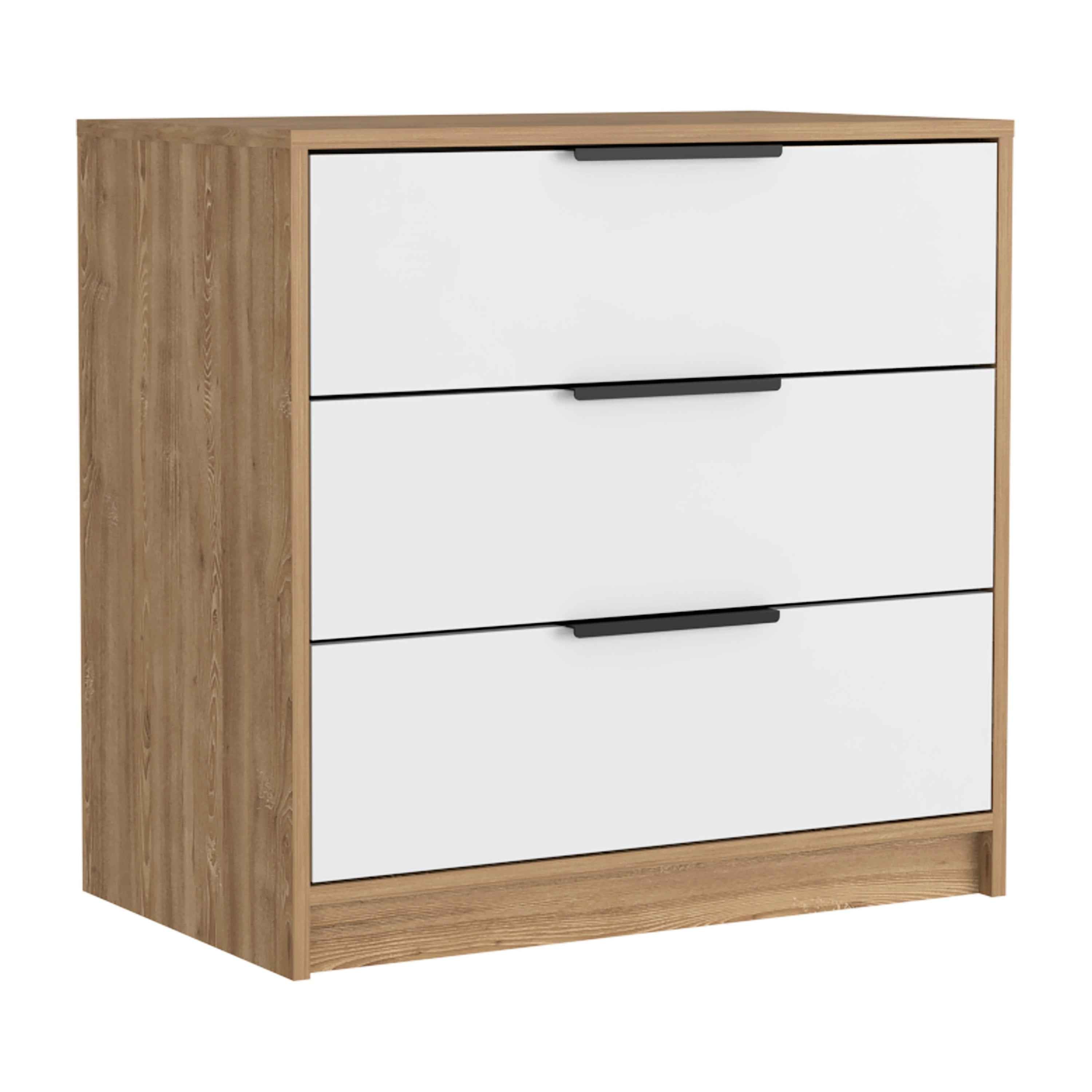 Egeo 3 Drawers Dresser, Superior Top, White / Light Oak