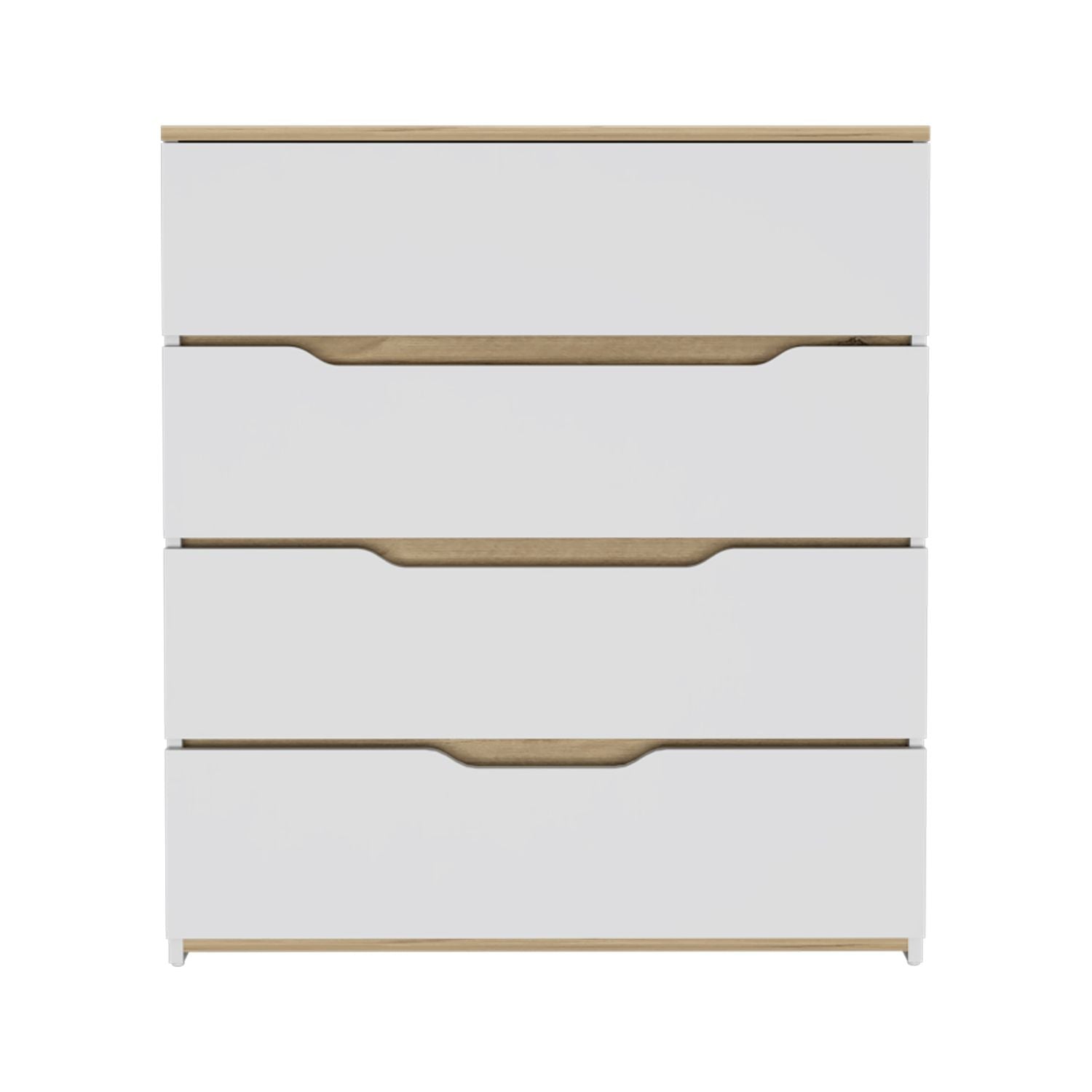Aralia Drawer Dresser, Four Drawers, Superior Top, White / Light Oak - Luciddepo