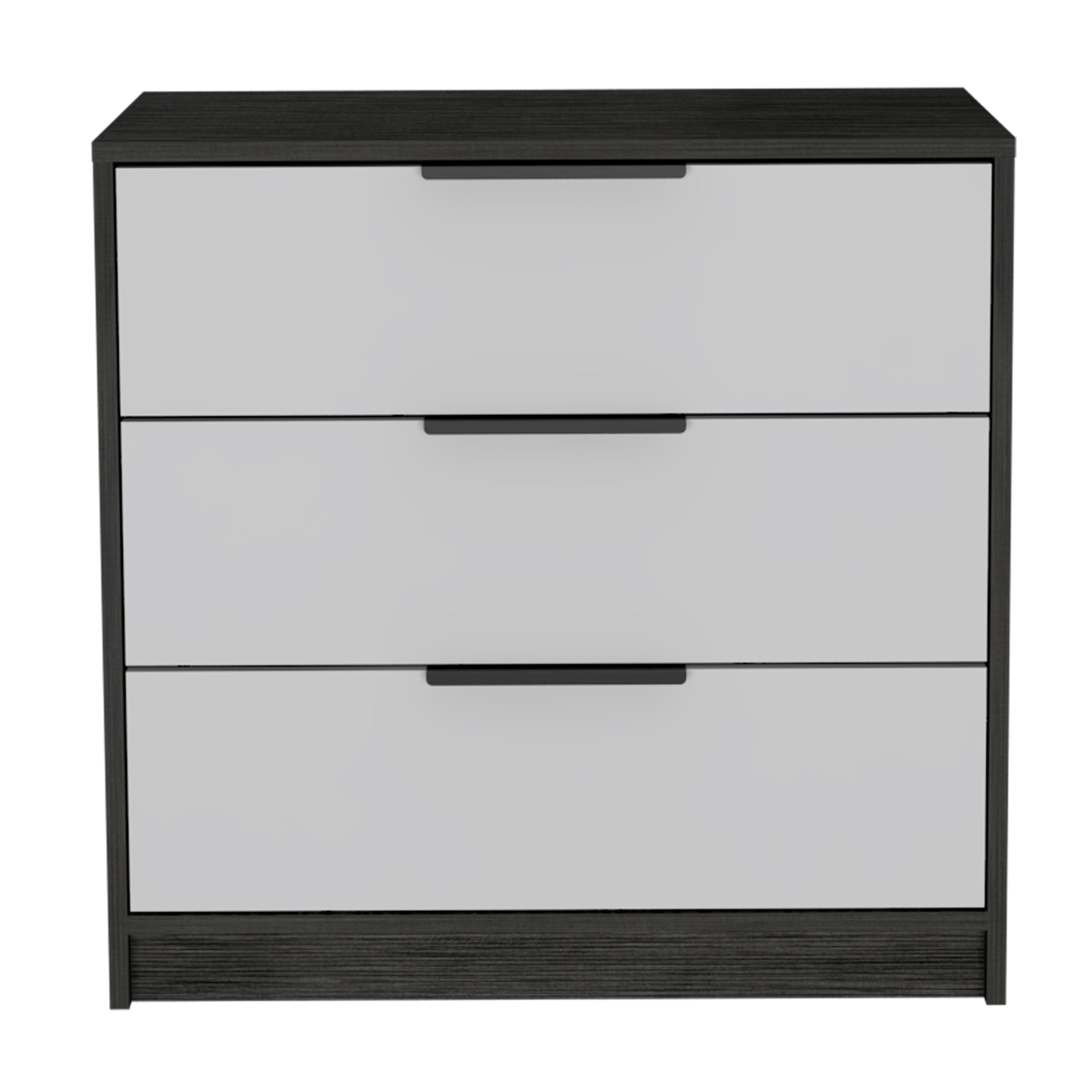 Egeo 3 Drawers Dresser, Superior Top, Smokey Oak / White - Luciddepo