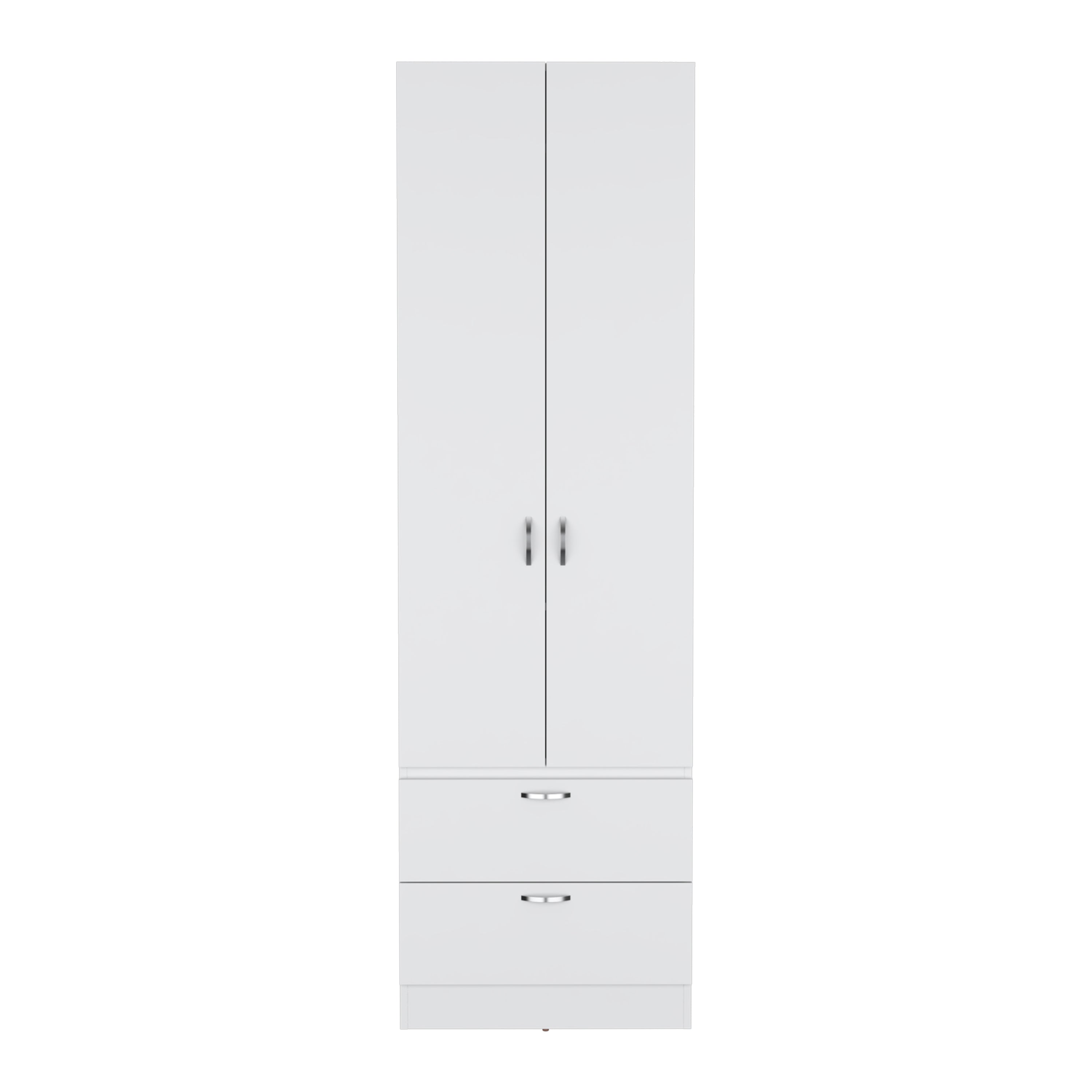 Vico Armoire Wardrove 76" H, Hanging Rod, 2 Drawers, 1 Shelf, White - Luciddepo