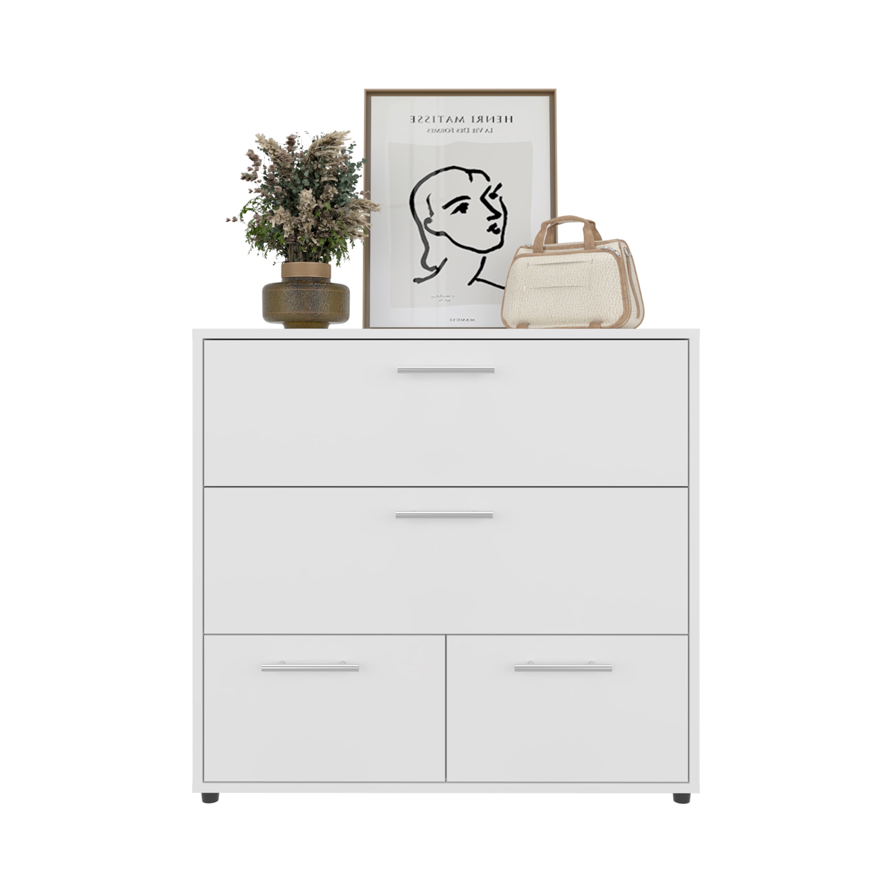 Goshen Dresser, 4 Drawers, 4 Legs, White - Luciddepo