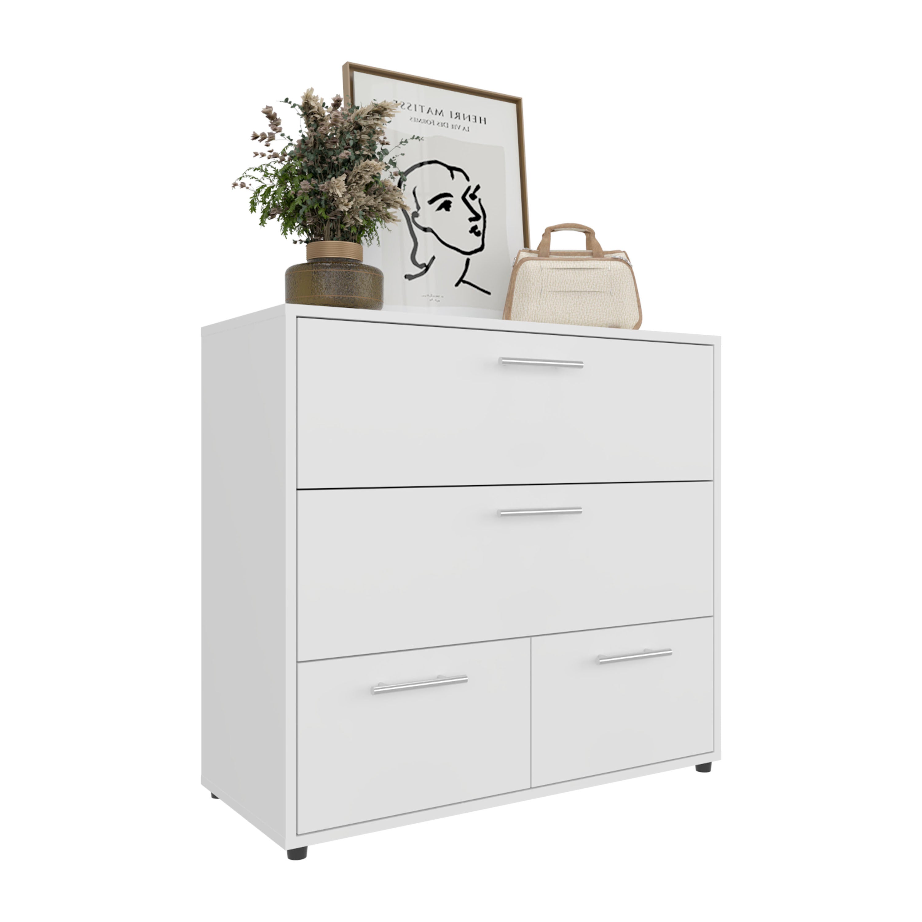 Goshen Dresser, 4 Drawers, 4 Legs, White - Luciddepo