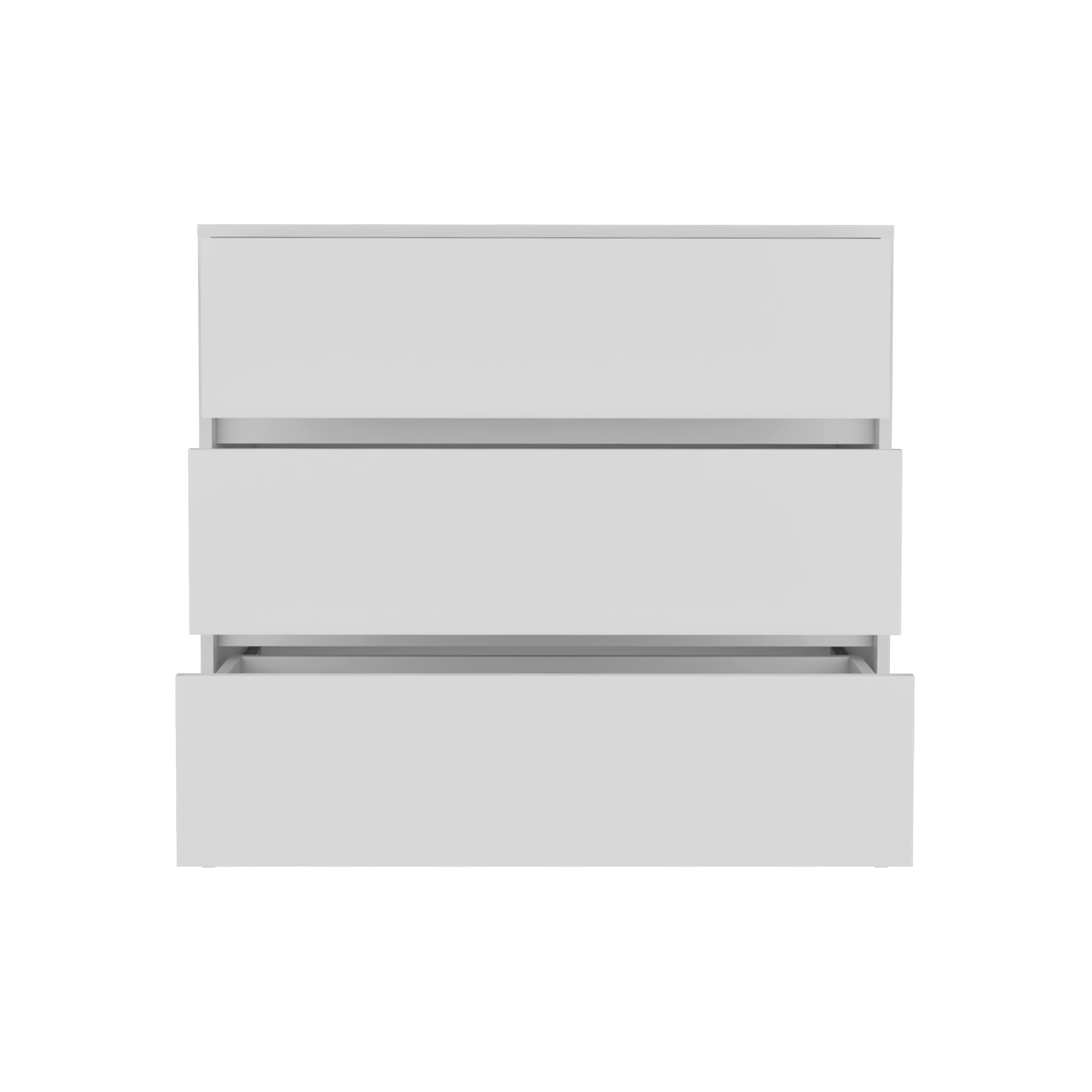 Palmer 3 Drawers Dresser, Chest of Drawers, White - Luciddepo