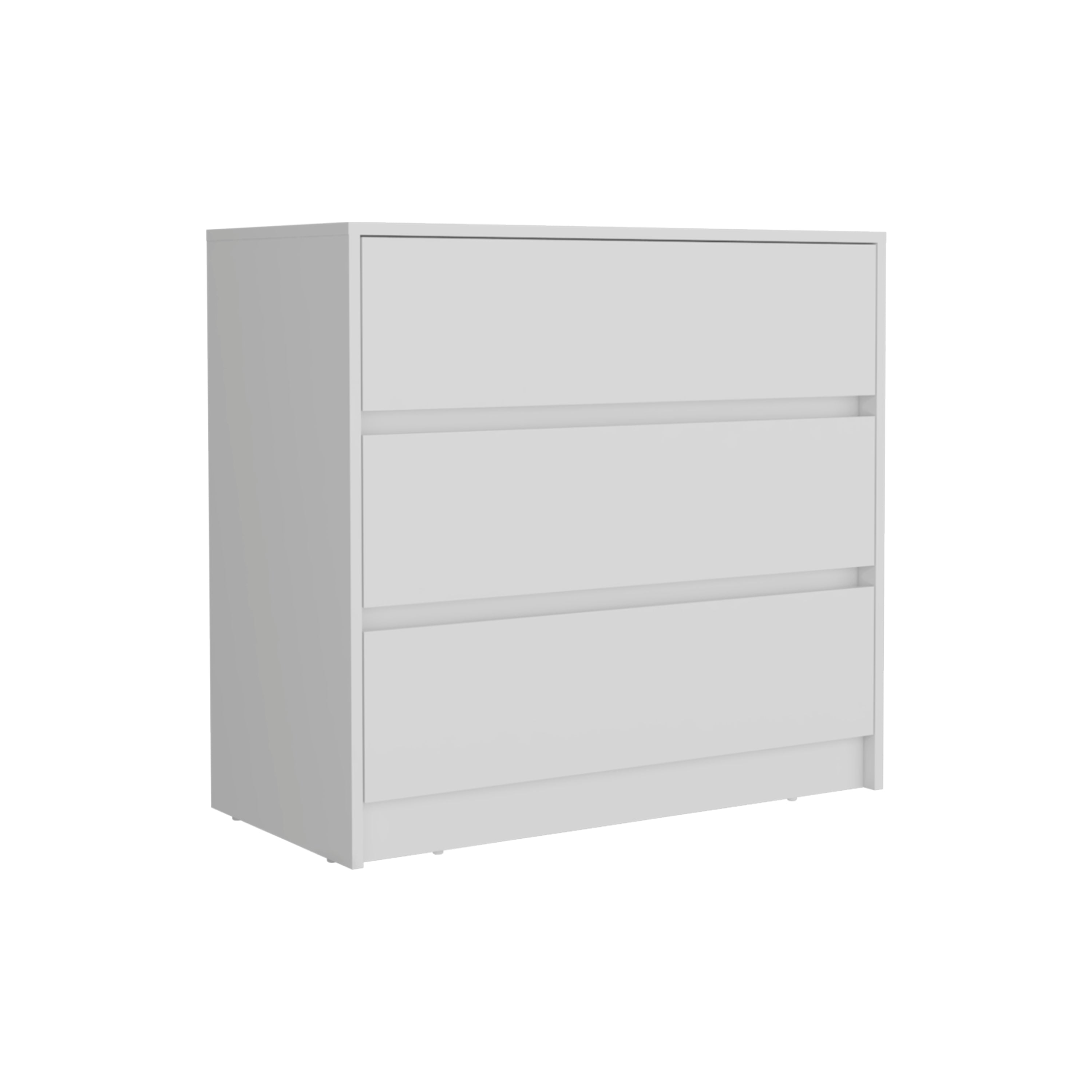 Palmer 3 Drawers Dresser, Chest of Drawers, White - Luciddepo