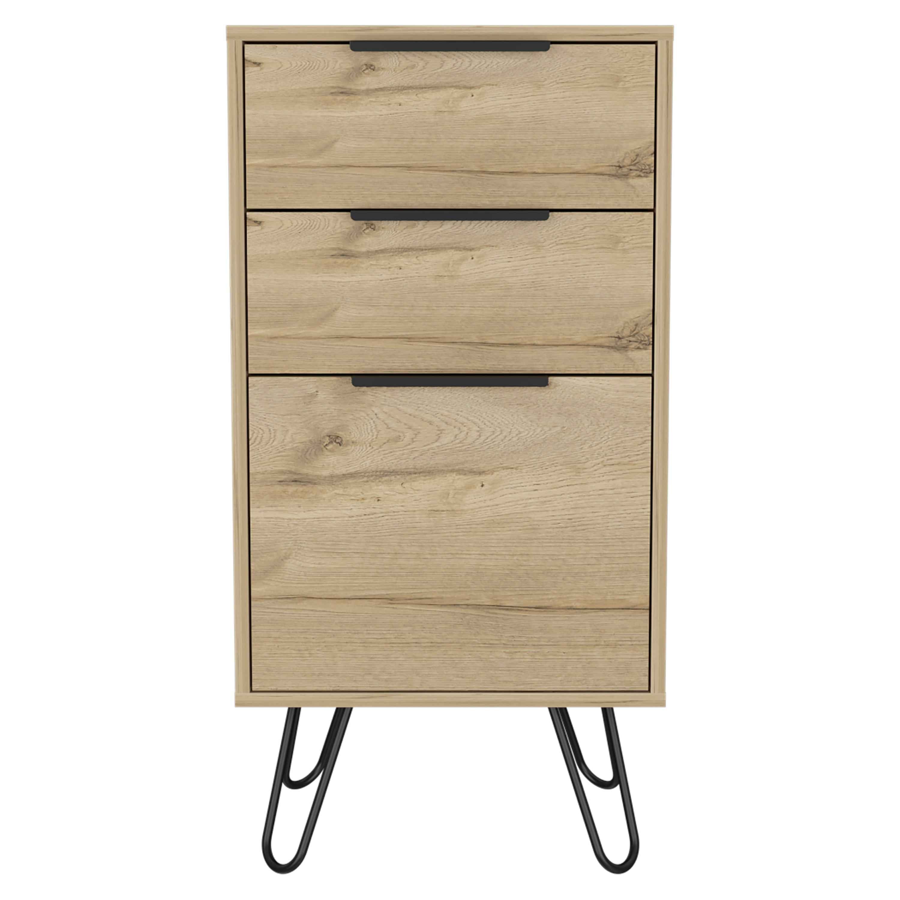 Begonia Light Dresser, Superior Top,Three Drawers, Hairpin Legs, Light Oak
