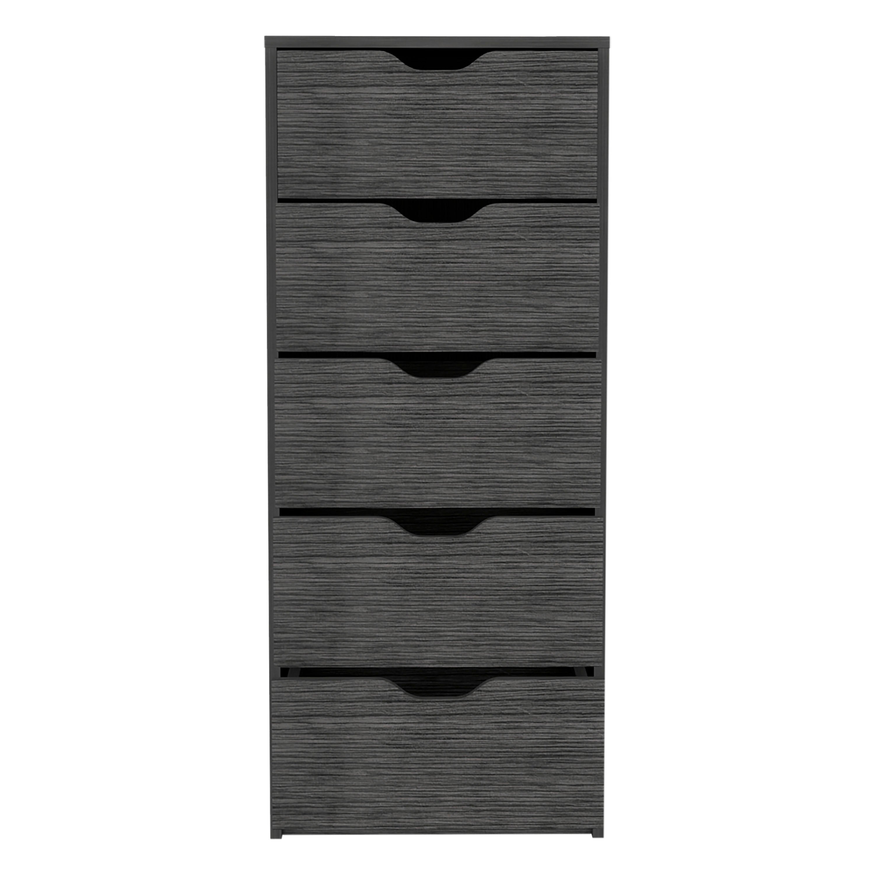 Houma 5 Drawers Narrow Dresser, Slim Storage Chest of Drawers, Smokey Oak - Luciddepo