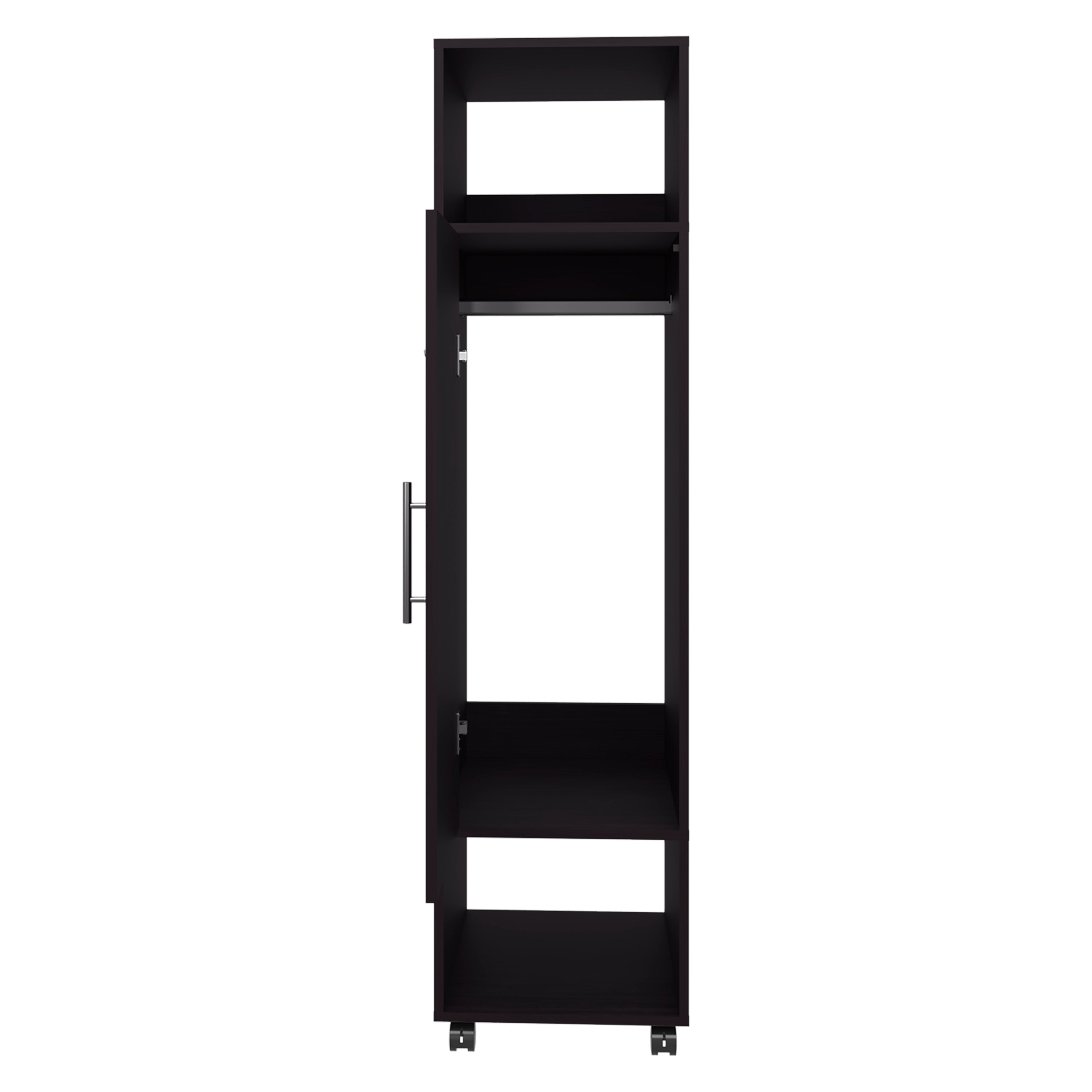 Ambler Armoire with 1 Door, 3 Shelves, and Full-Length Mirror, Black - Luciddepo