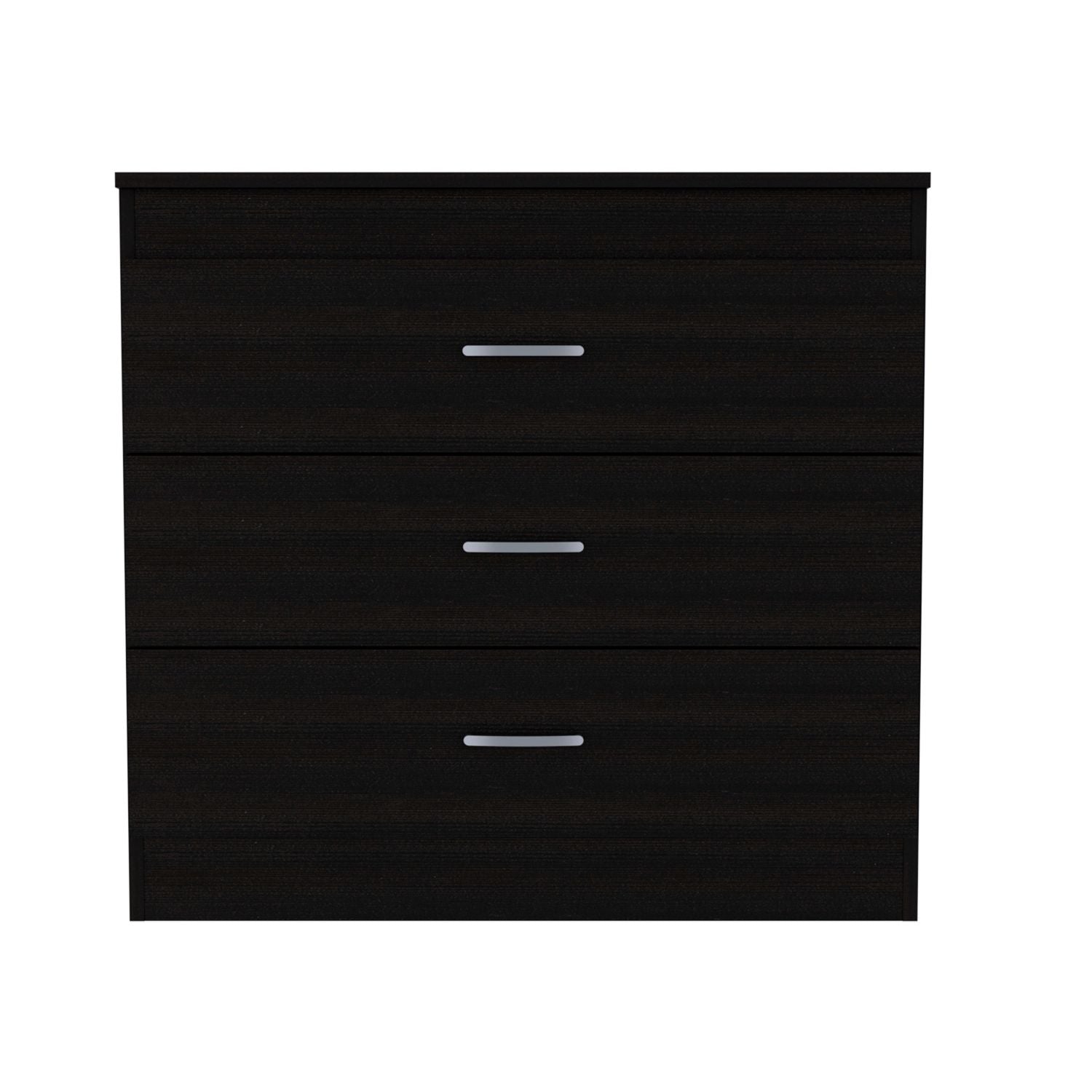 Zurich Three Drawers Dresser, Metal Hardware, Superior Top, Black - Luciddepo