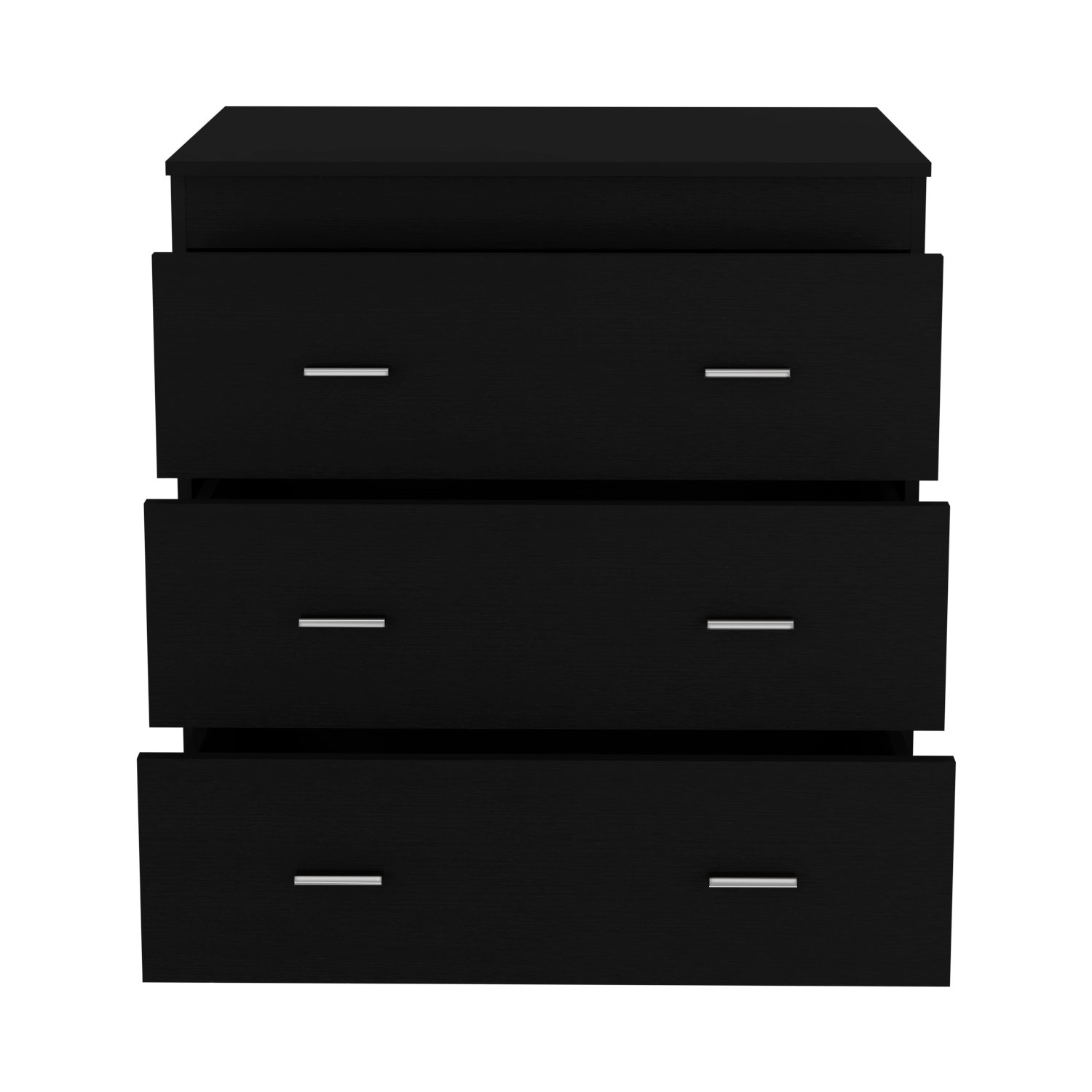 Capri Three Drawer Dresser, Superior Top, Metal Handles, White - Luciddepo