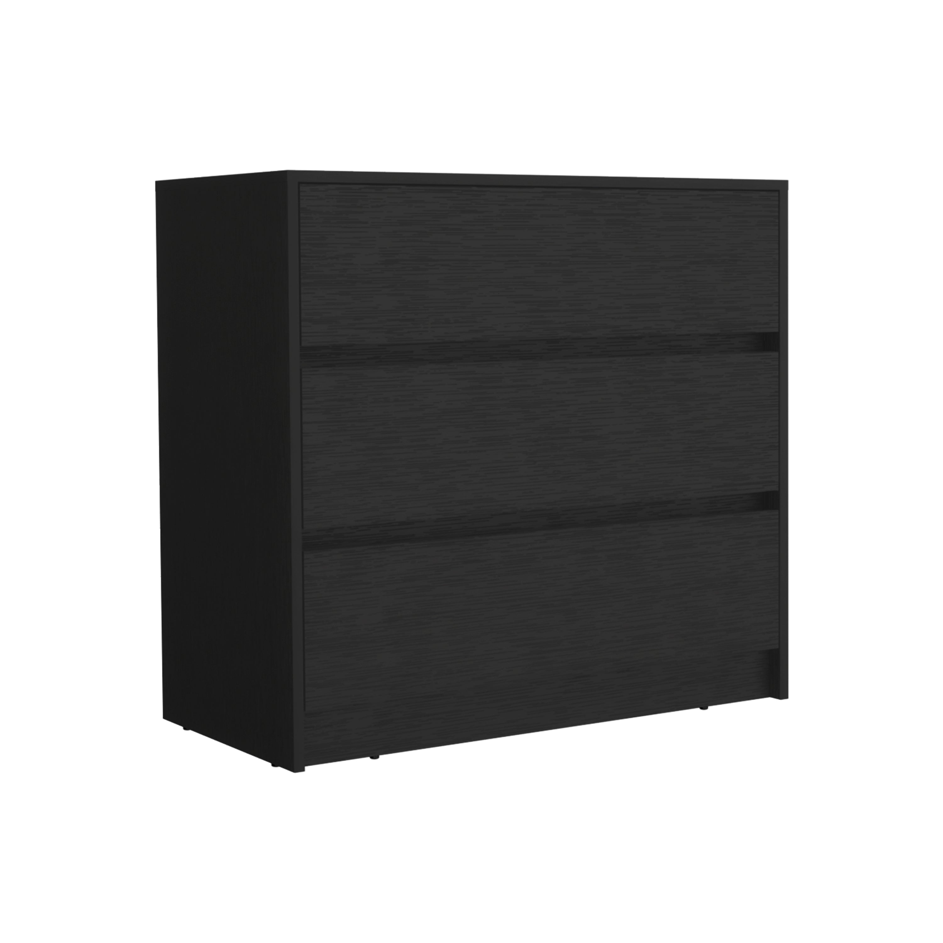 Palmer 3 Drawers Dresser, Chest of Drawers, Black - Luciddepo