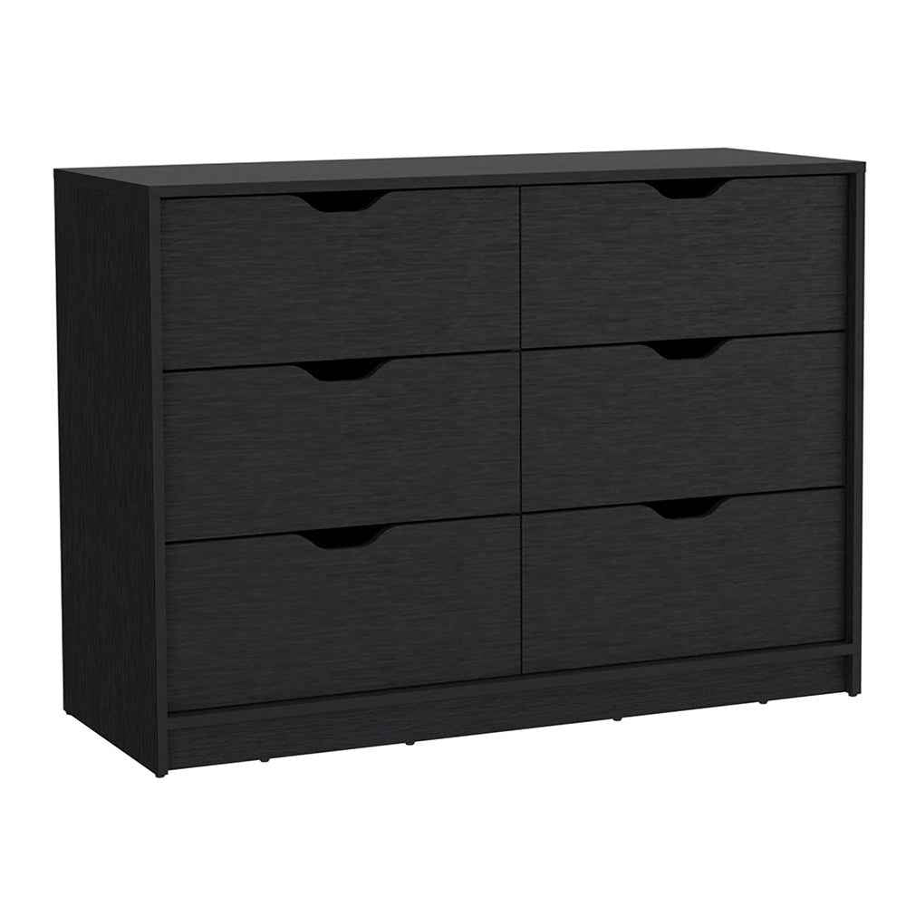 Houma 4 Drawer Dresser with 2 Lower Cabinets, Drawer Chest, Black