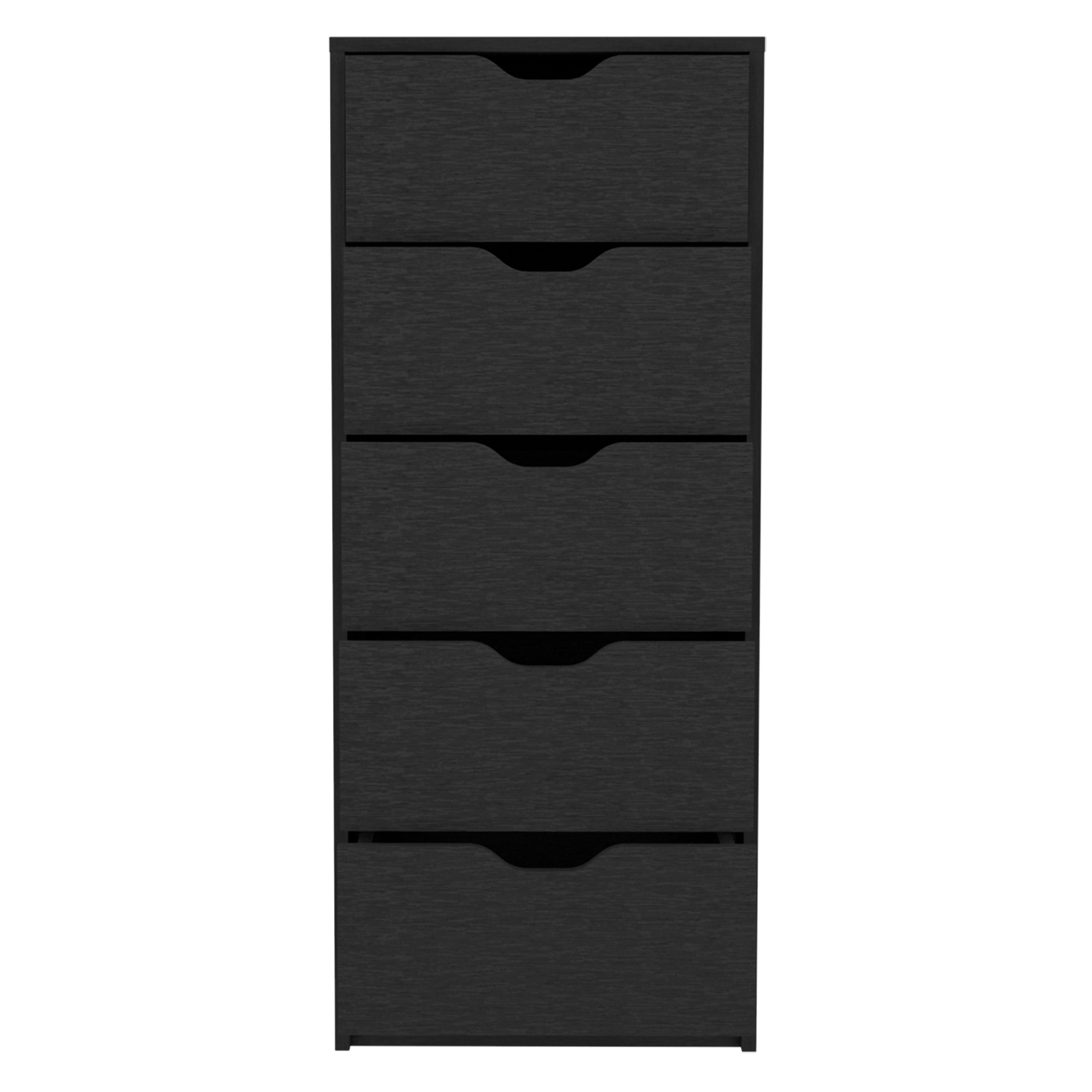 Houma 5 Drawers Narrow Dresser, Slim Storage Chest of Drawers, Black - Luciddepo