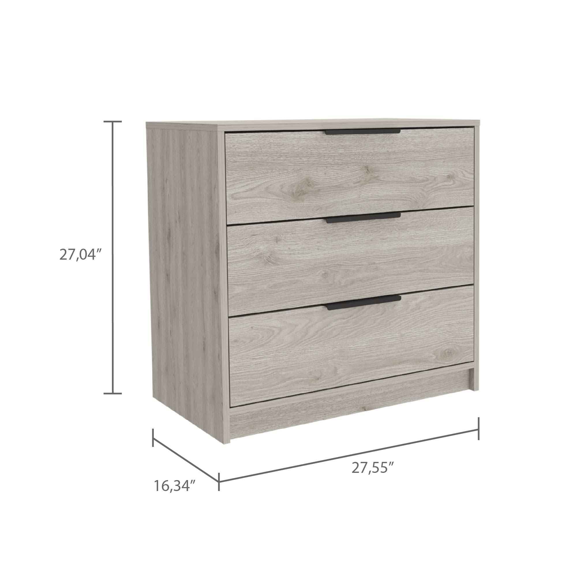 Egeo 3 Drawers Dresser, Superior Top, Light Gray