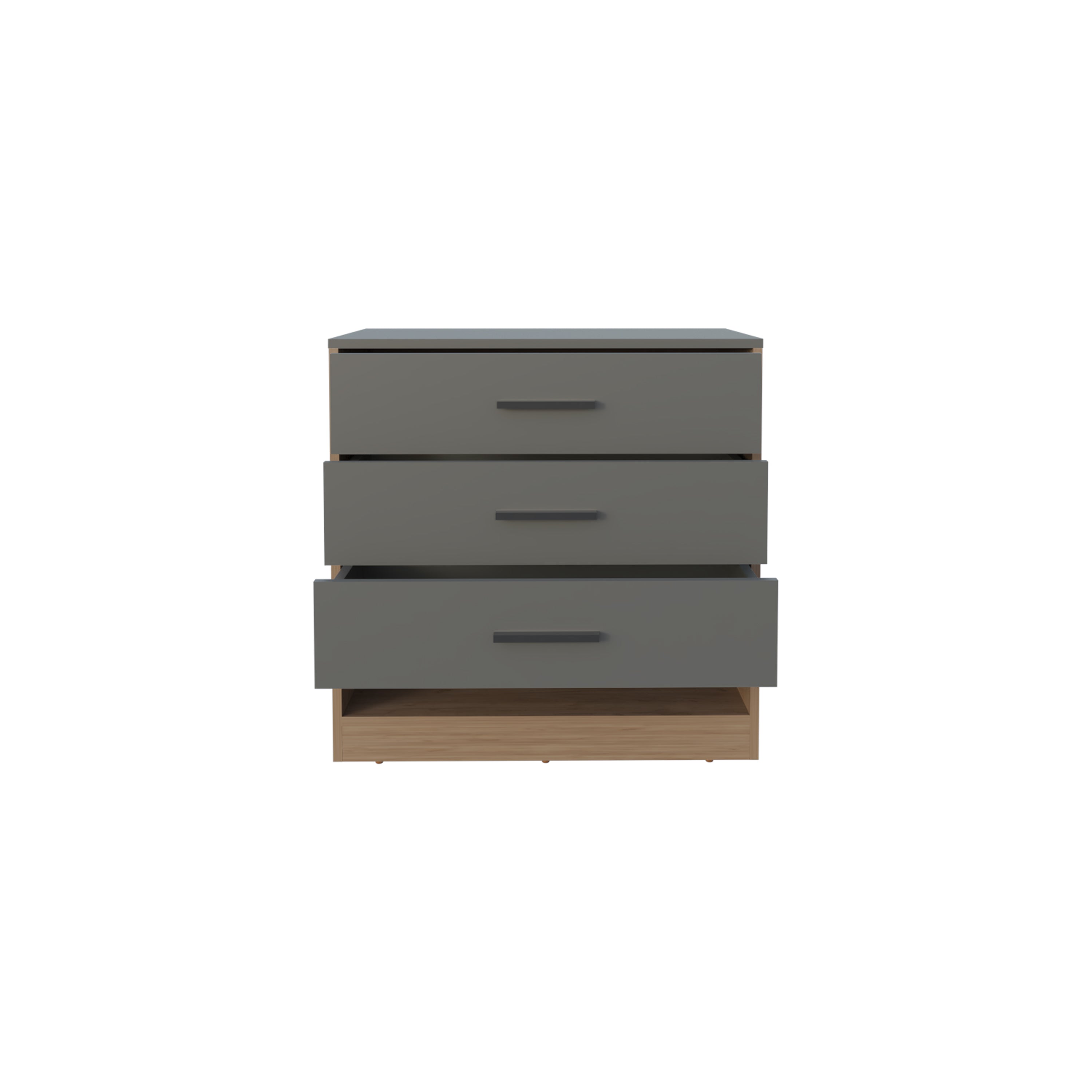 Artondale Dresser, 3 Drawers, 1 Shelf, Matt Gray / Natural Oak - Luciddepo