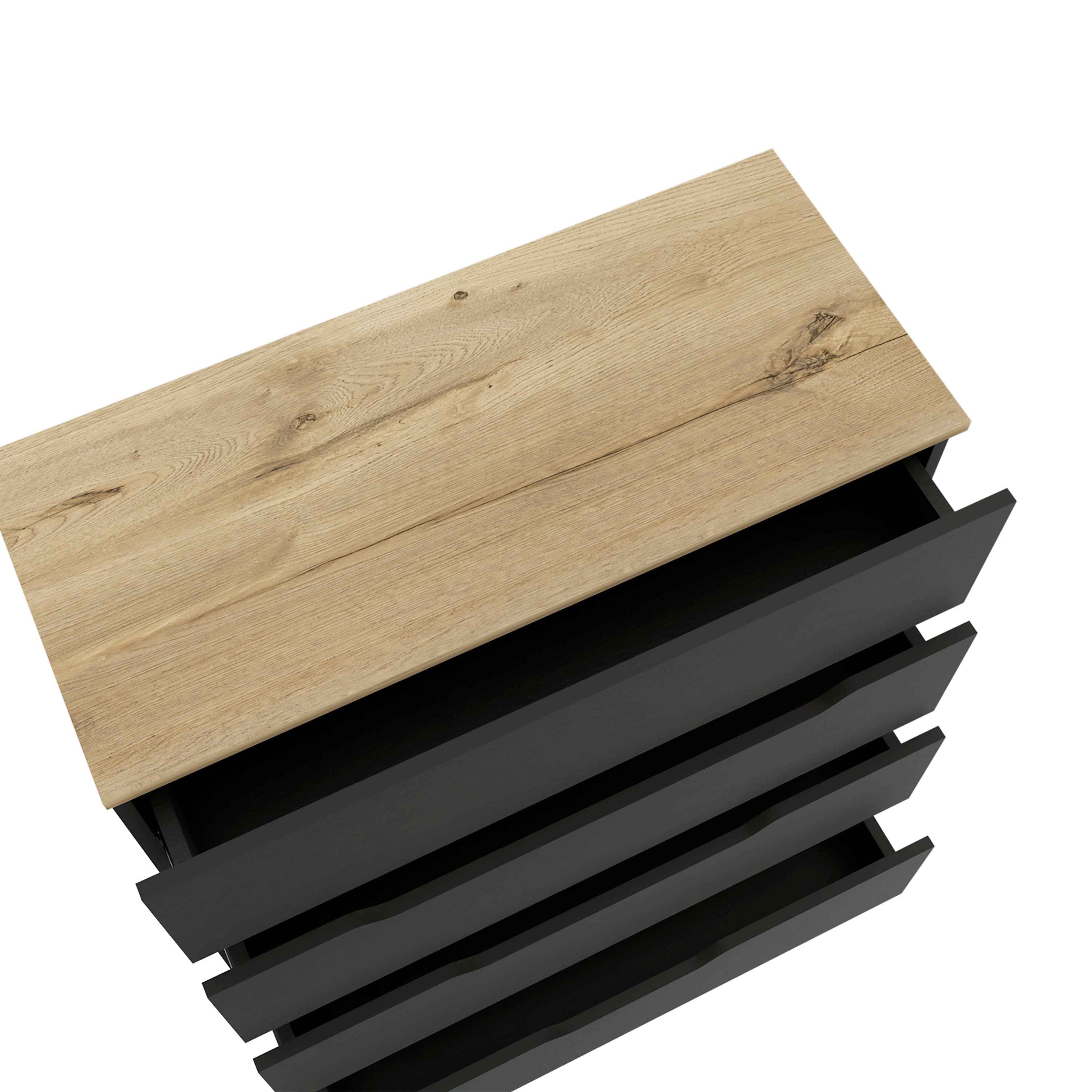 Aralia Drawer Dresser, Four Drawers, Superior Top, Black / Light Oak