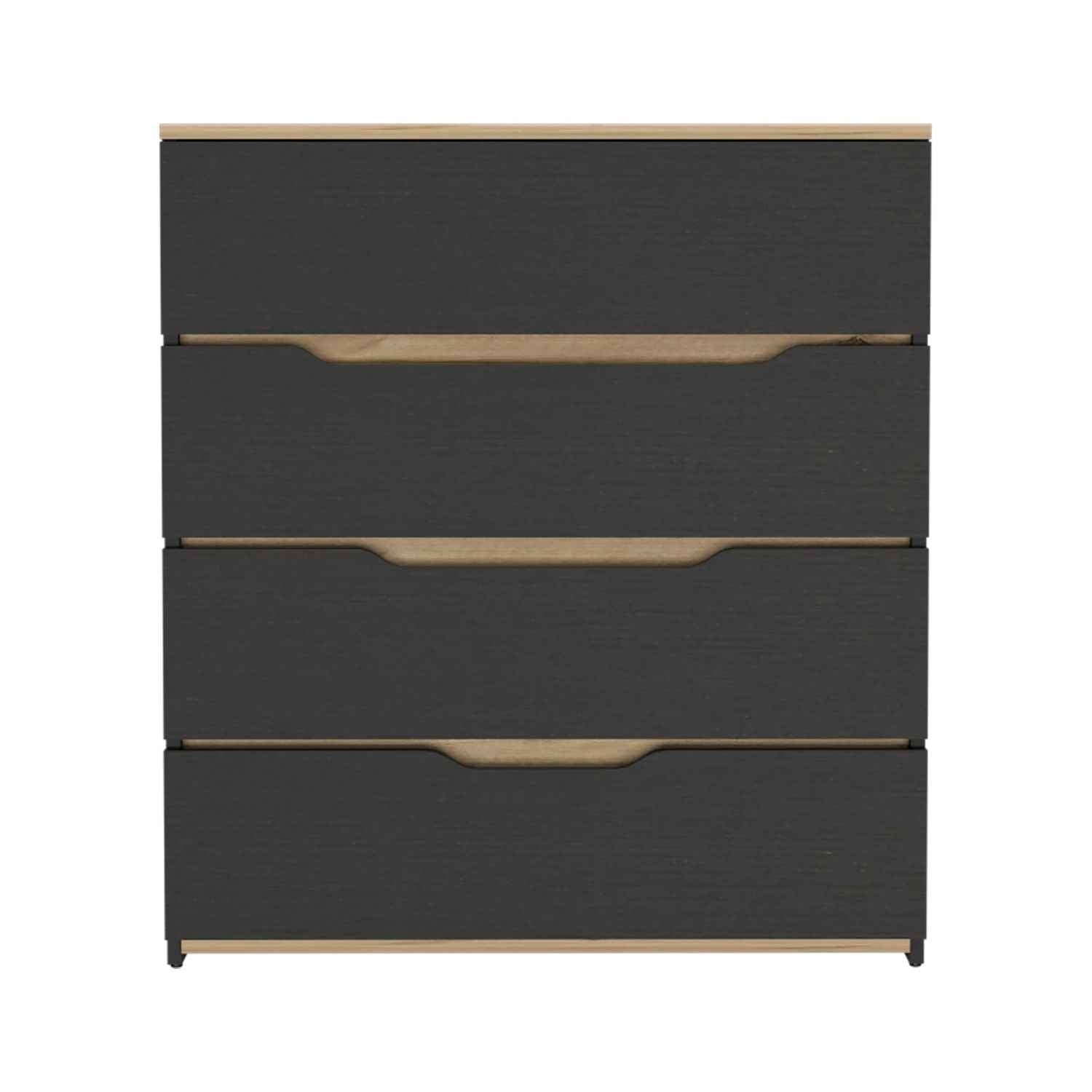Aralia Drawer Dresser, Four Drawers, Superior Top, Black / Light Oak
