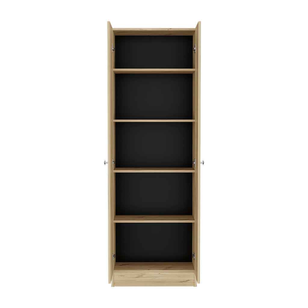 Dakari Multistorage Double Door Cabinet, Five Shelves, Light Oak / Black