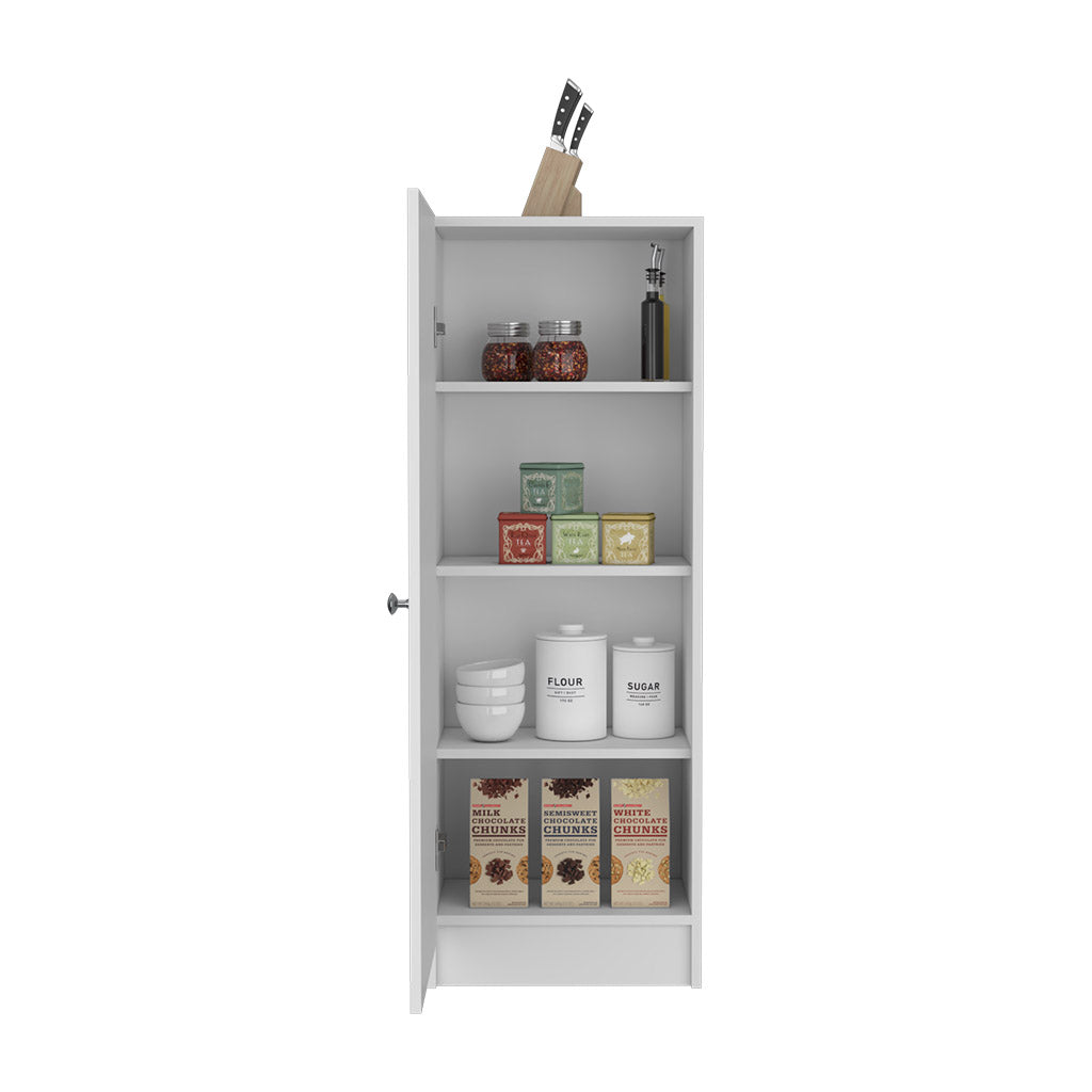 Uluru Kitchen Pantry with Single Door Cabinet and Four Interior Shelves, White - Luciddepo