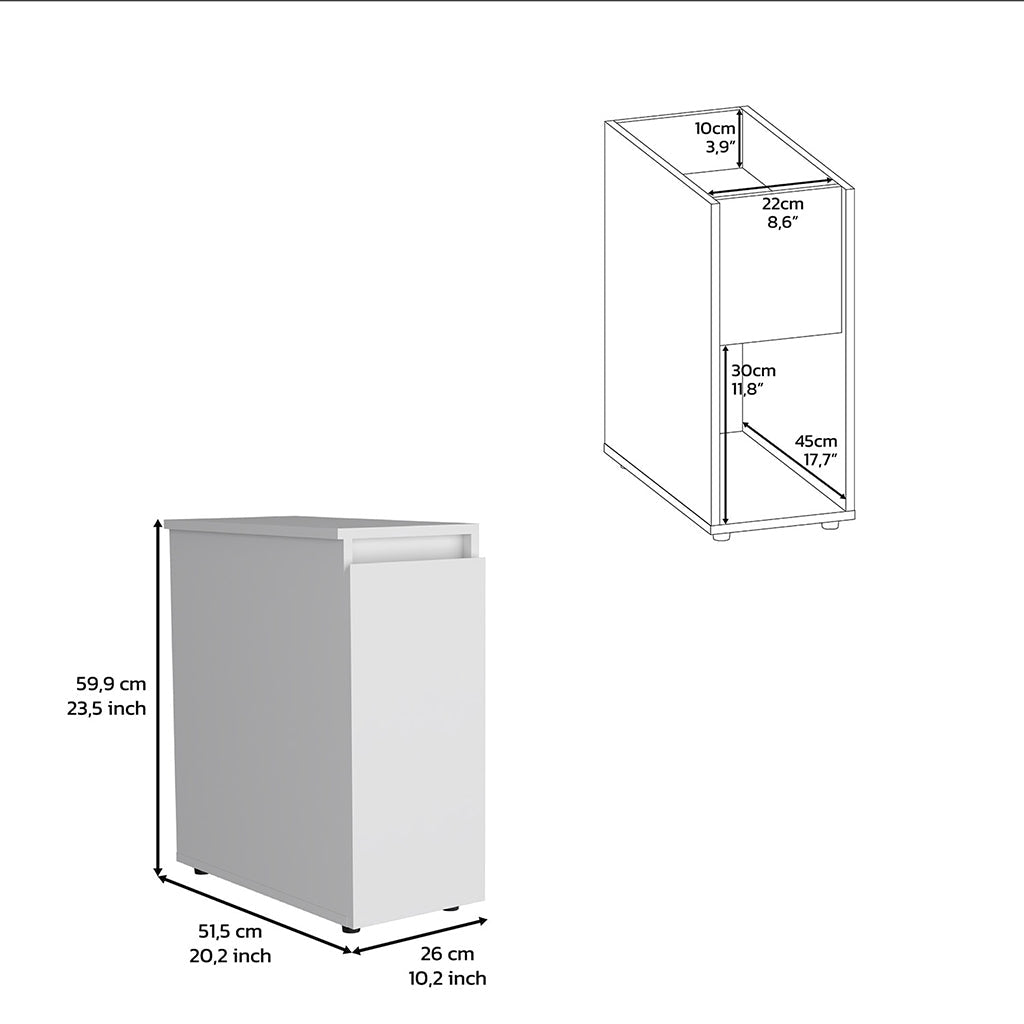 Nova Bathroom Storage Cabinet, One Drawer, Liftable Top, White - Luciddepo