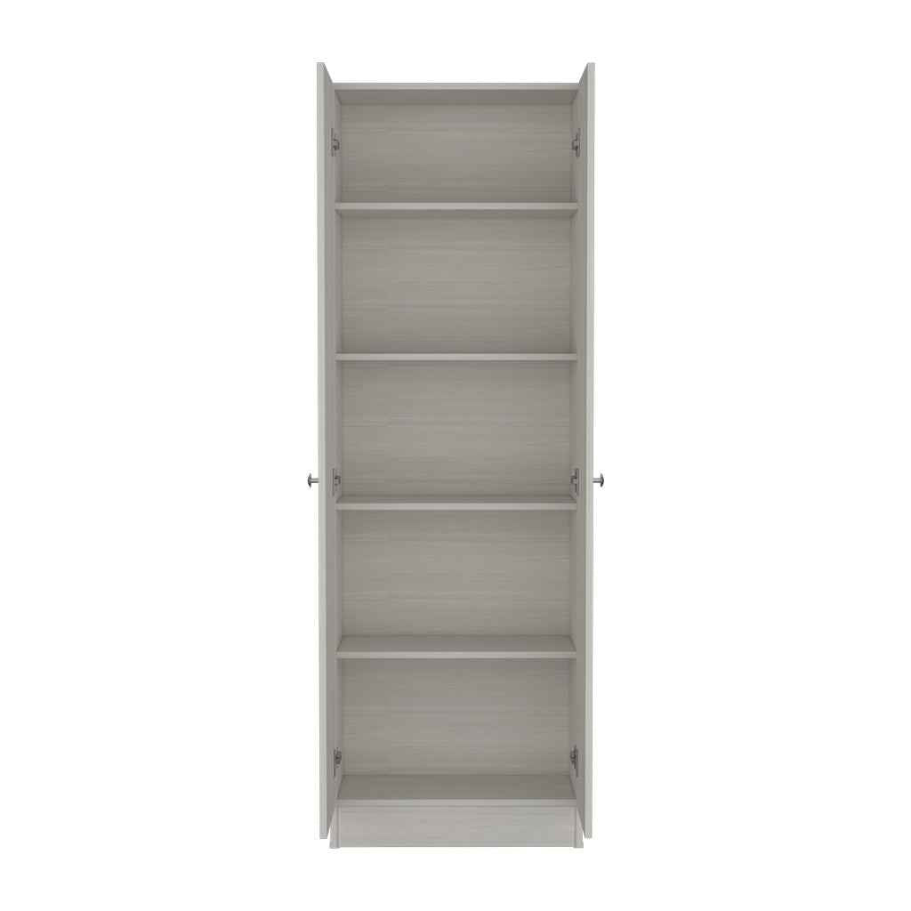 Dakari Multistorage Double Door Cabinet, Five Shelves, White Washed Oak