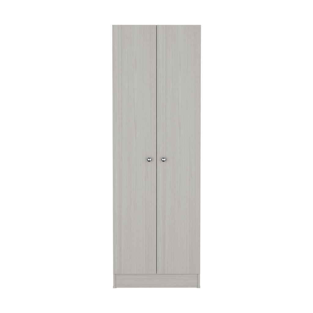 Dakari Multistorage Double Door Cabinet, Five Shelves, White Washed Oak