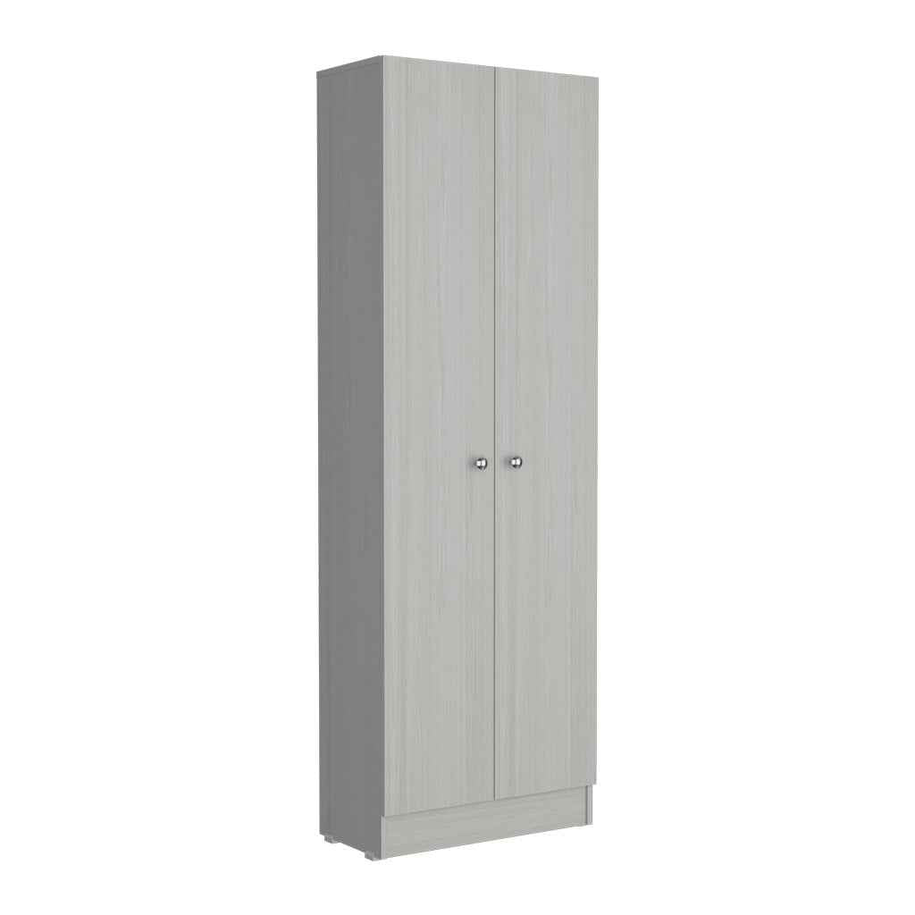 Dakari Multistorage Double Door Cabinet, Five Shelves, White Washed Oak