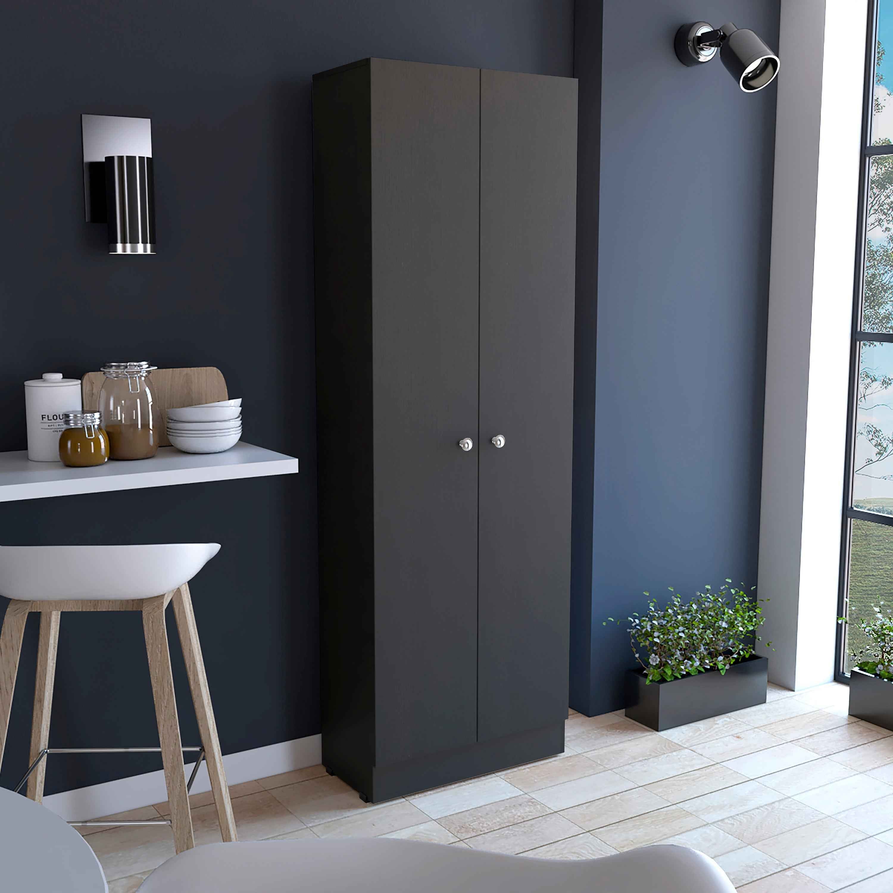 Dakari Multistorage Double Door Cabinet, Five Shelves, Black