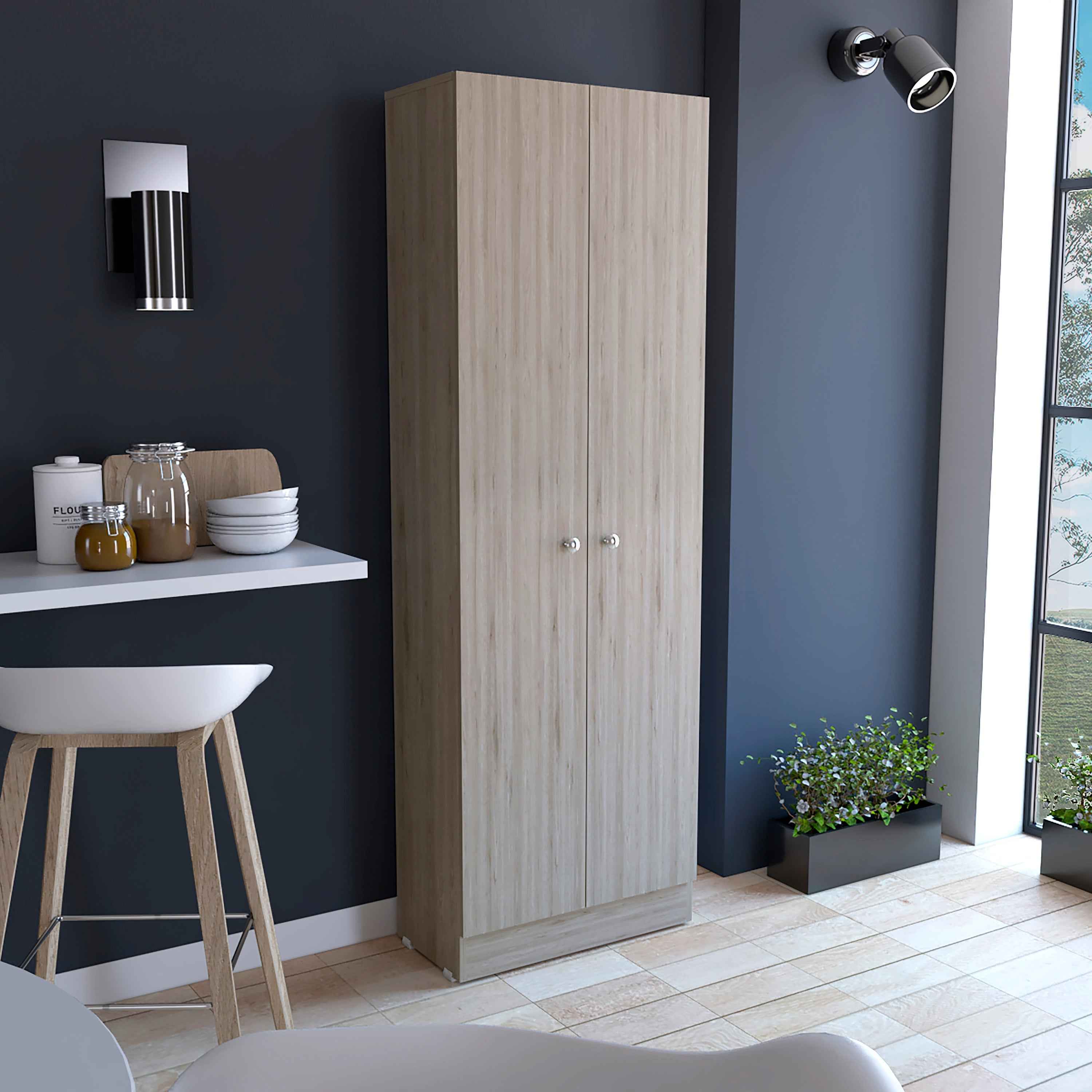 Dakari Multistorage Double Door Cabinet, Five Shelves, Light Gray