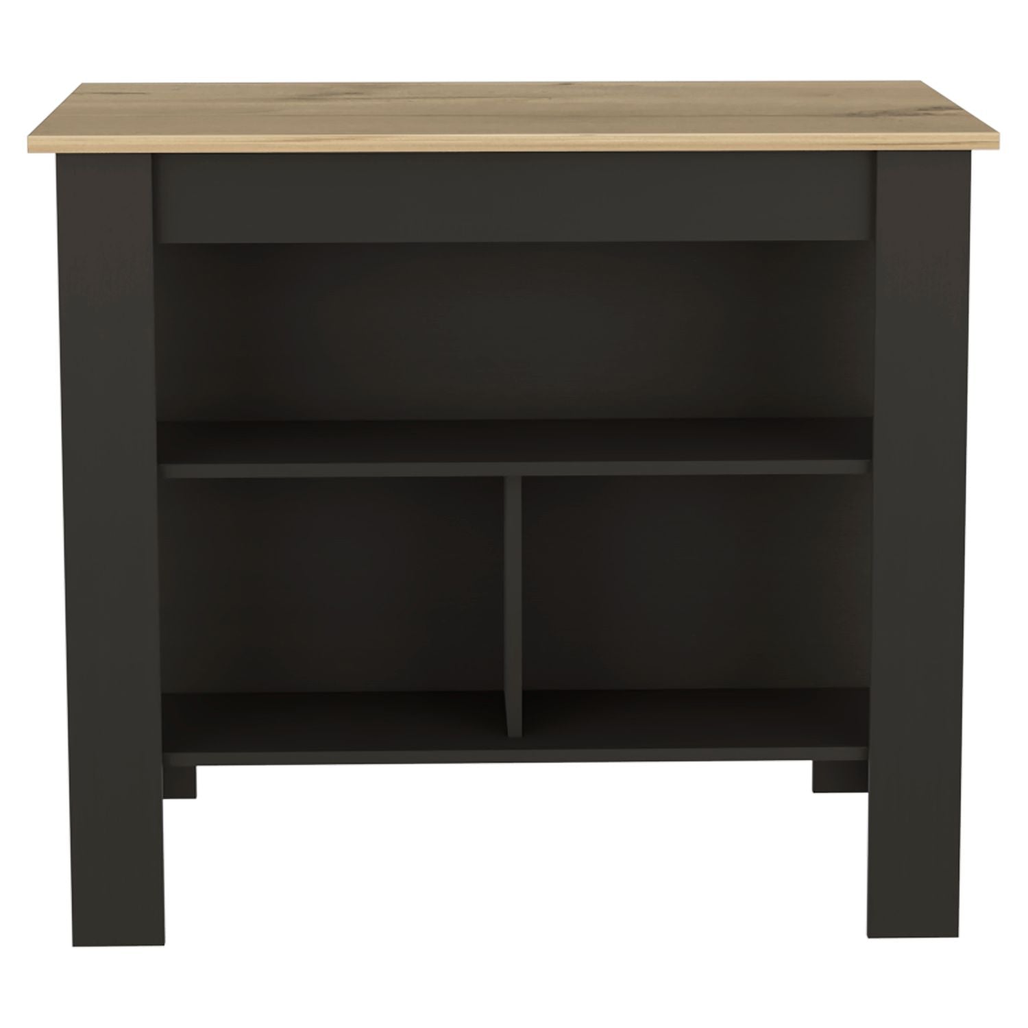 Delos Kitchen Island, Four Legs, Three Shelves, Black / Light Oak - Luciddepo