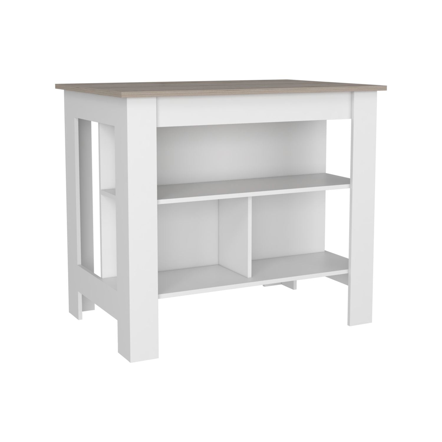 Antibacterial Delos Kitchen Island , White / Light Gray - Luciddepo