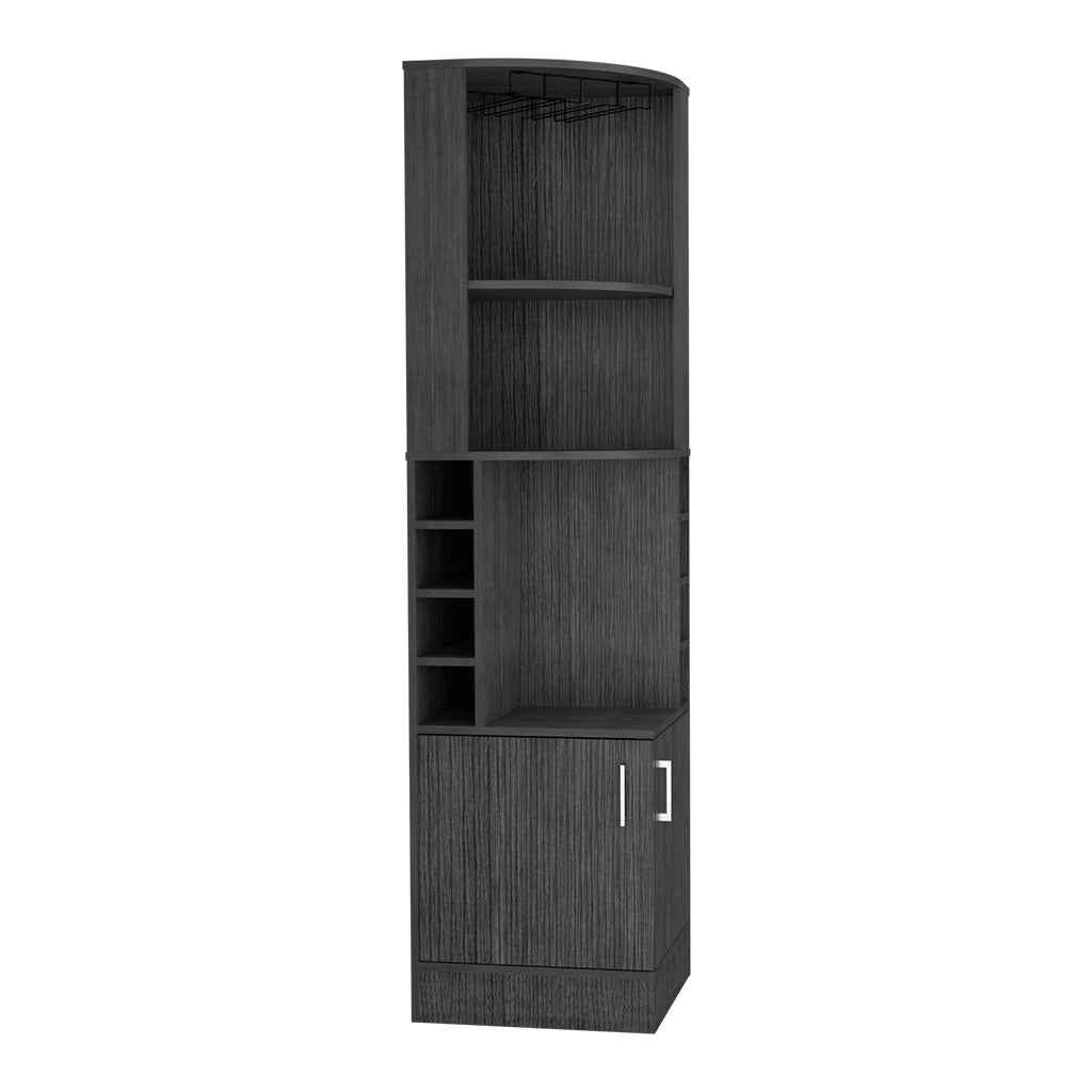Egina Corner Bar Cabinet, Two External Shelves, Smokey Oak