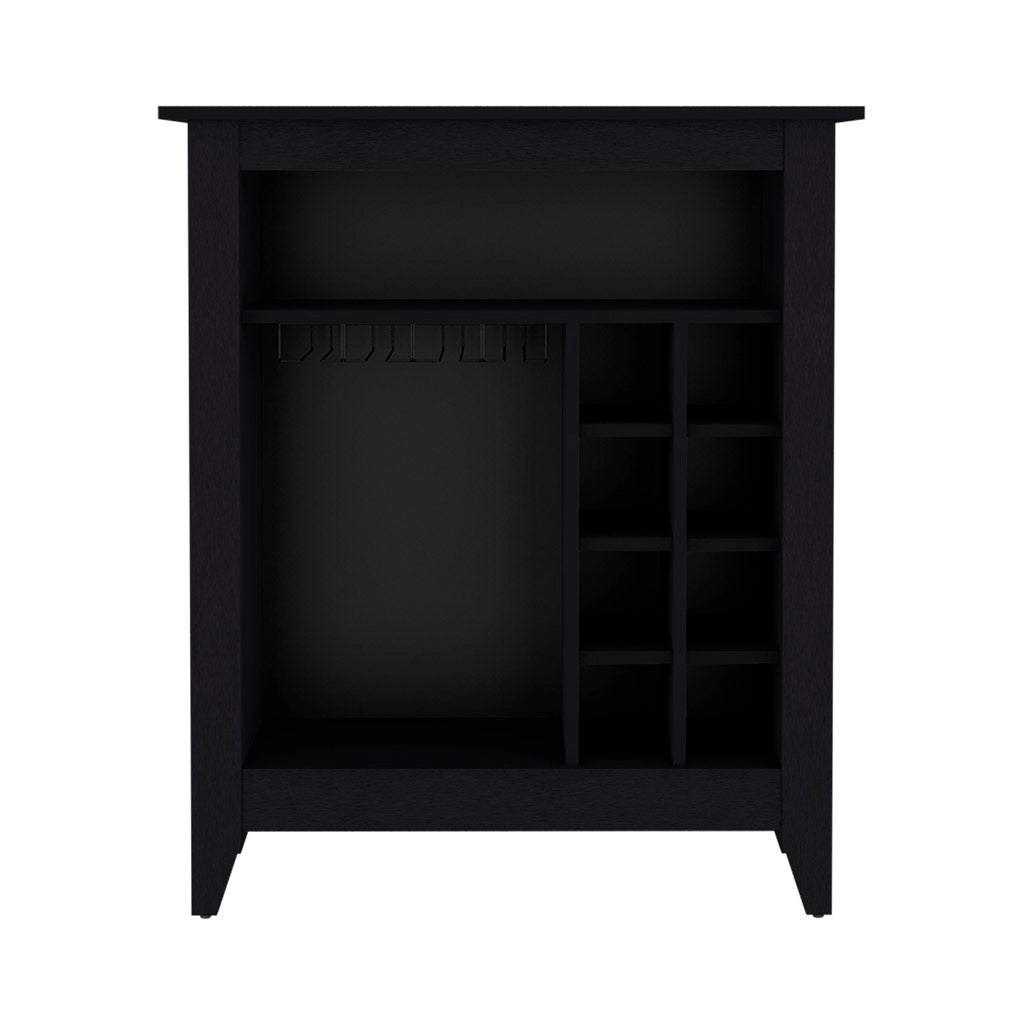 Mojito Bar Cabinet, Six Built-in Wine Rack, One Open Drawer, One Open Shelf, Black - Luciddepo