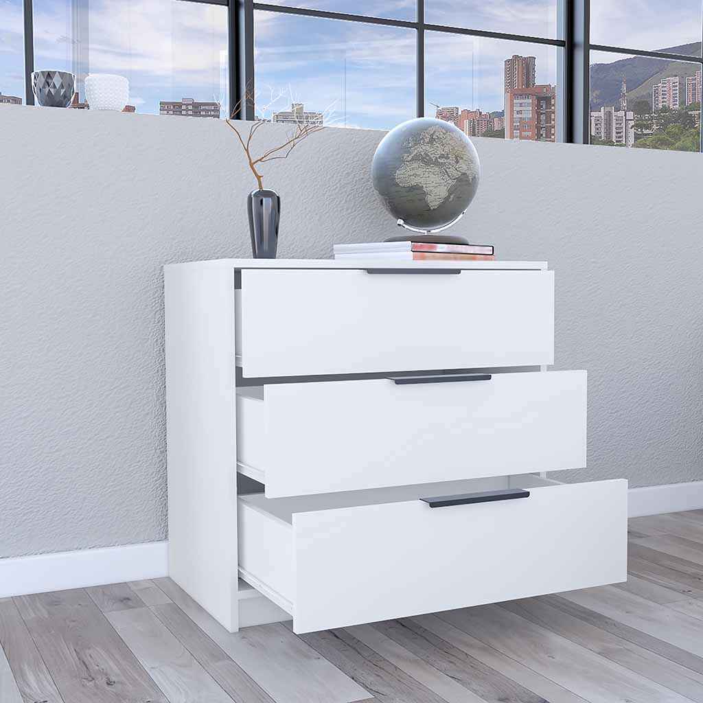 Egeo 3 Drawers Dresser with Superior Top, White
