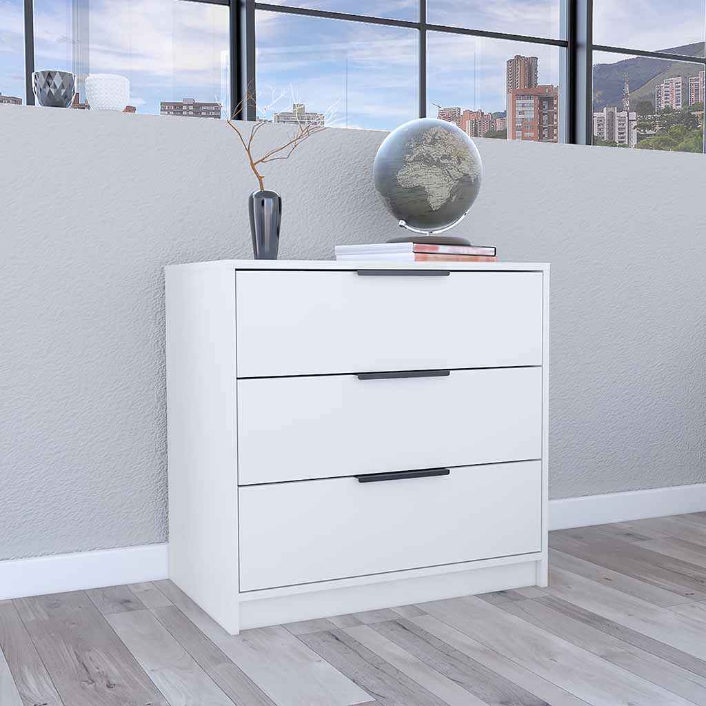 Egeo 3 Drawers Dresser with Superior Top, White