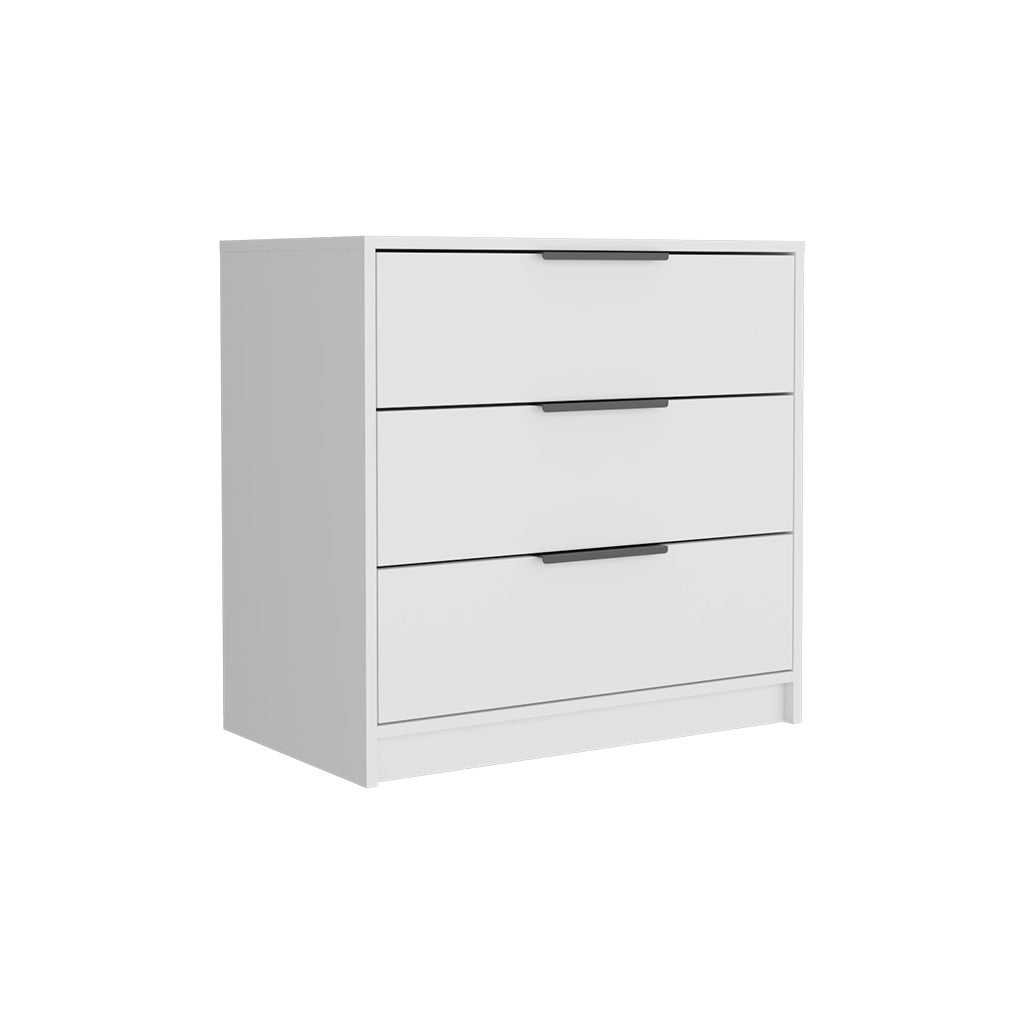 Egeo 3 Drawers Dresser with Superior Top, White - Luciddepo