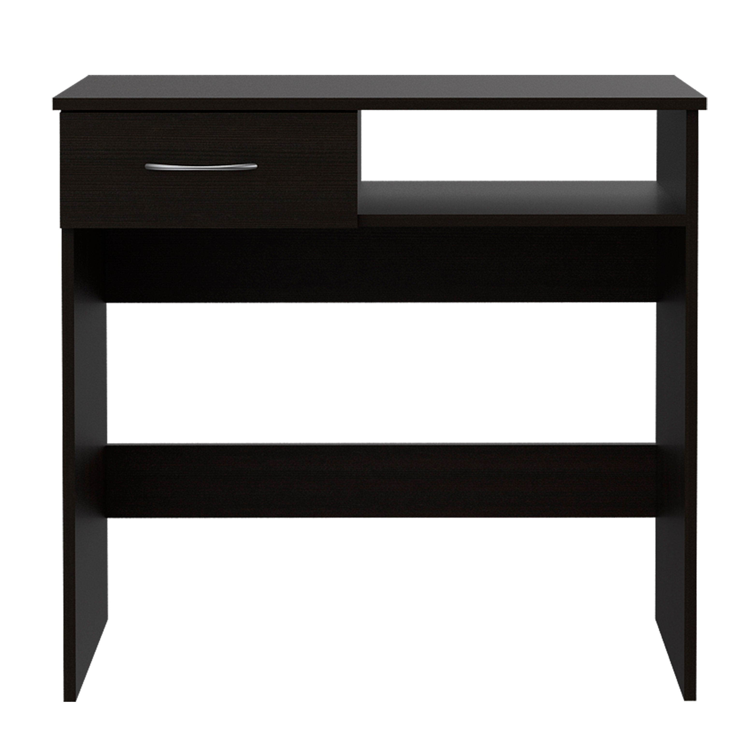 Treia Home Office Set, Two Parts Set, One Drawer, Desktop, Keyboard Tray, Stand, Five Shelves, Black - Luciddepo