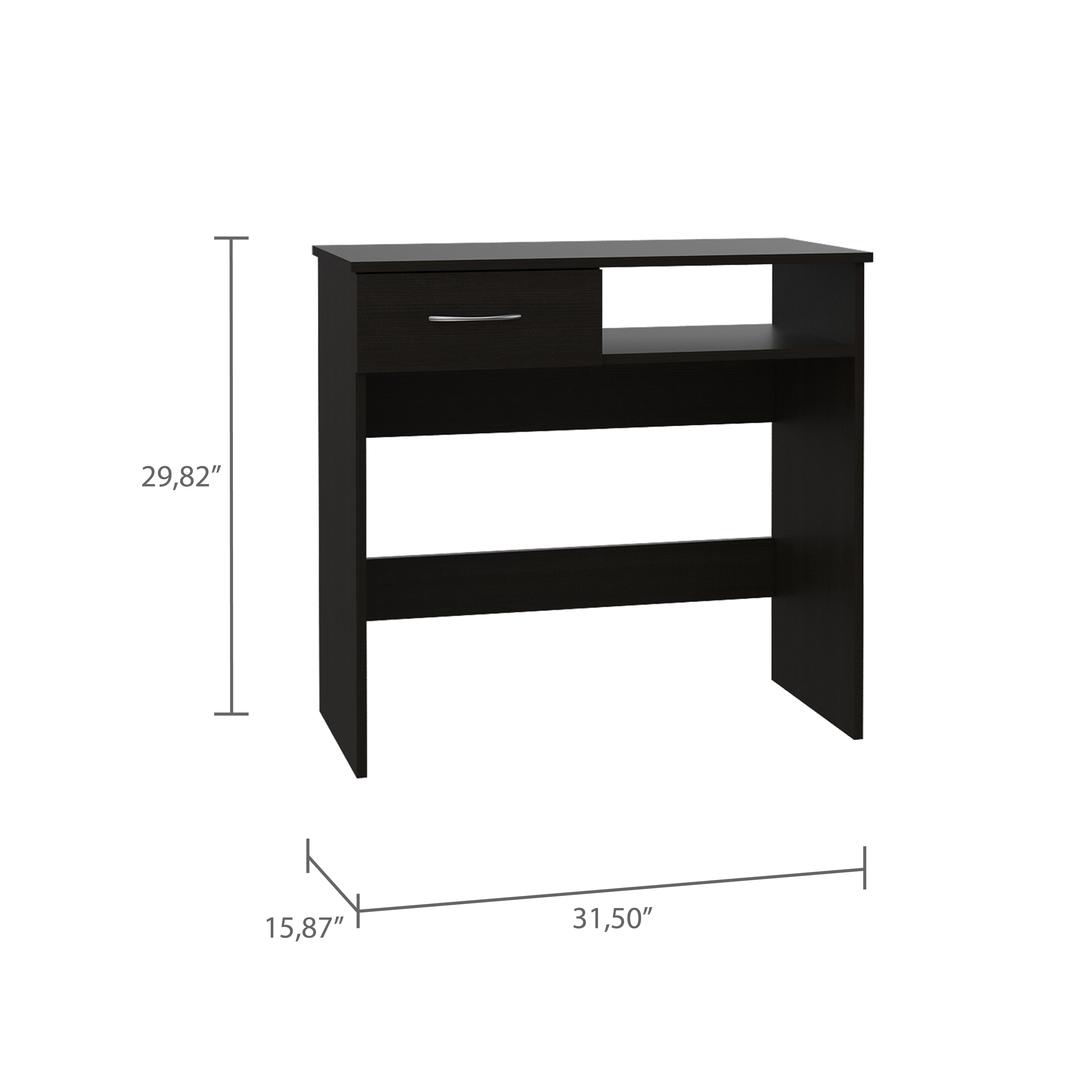 Treia Home Office Set, Two Parts Set, One Drawer, Desktop, Keyboard Tray, Stand, Five Shelves, Black - Luciddepo