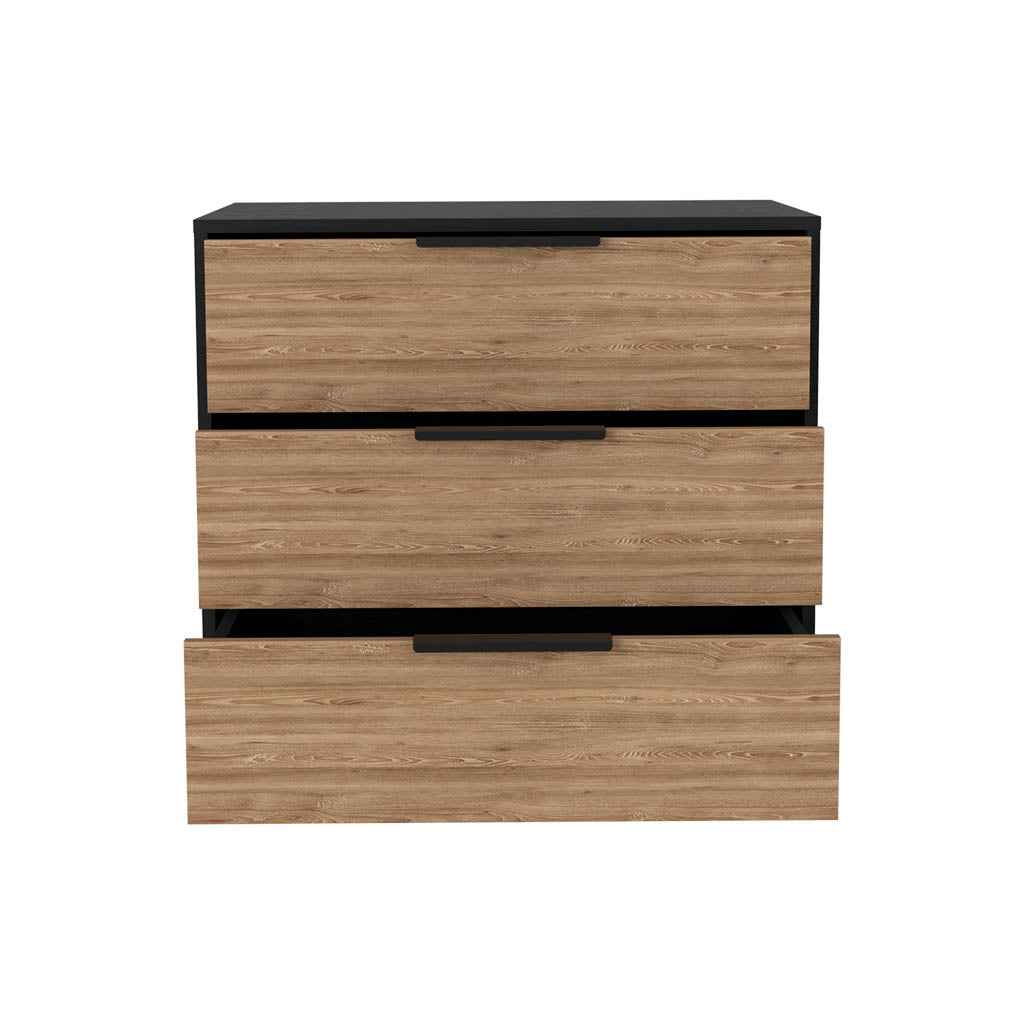 Egeo 3 Drawers Dresser, Superior Top, Black / Light Oak