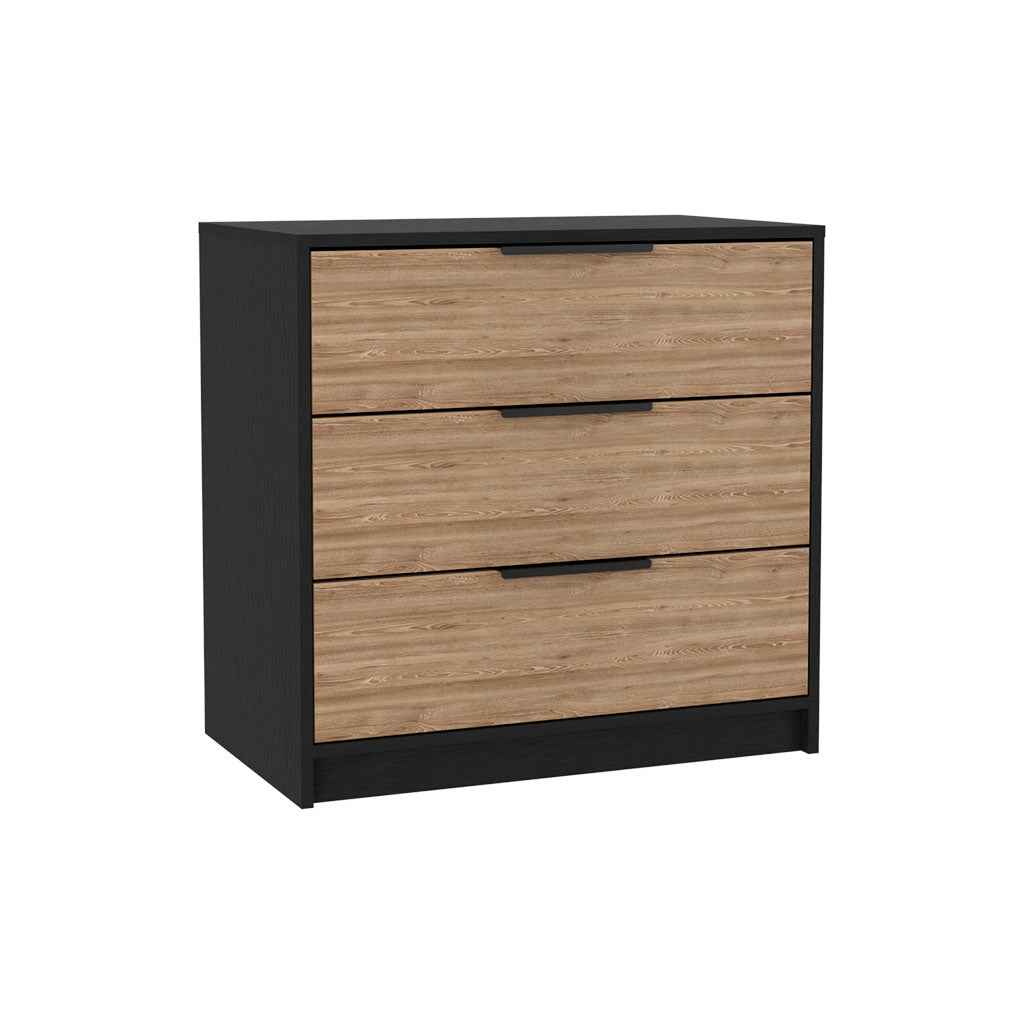 Egeo 3 Drawers Dresser, Superior Top, Black / Light Oak