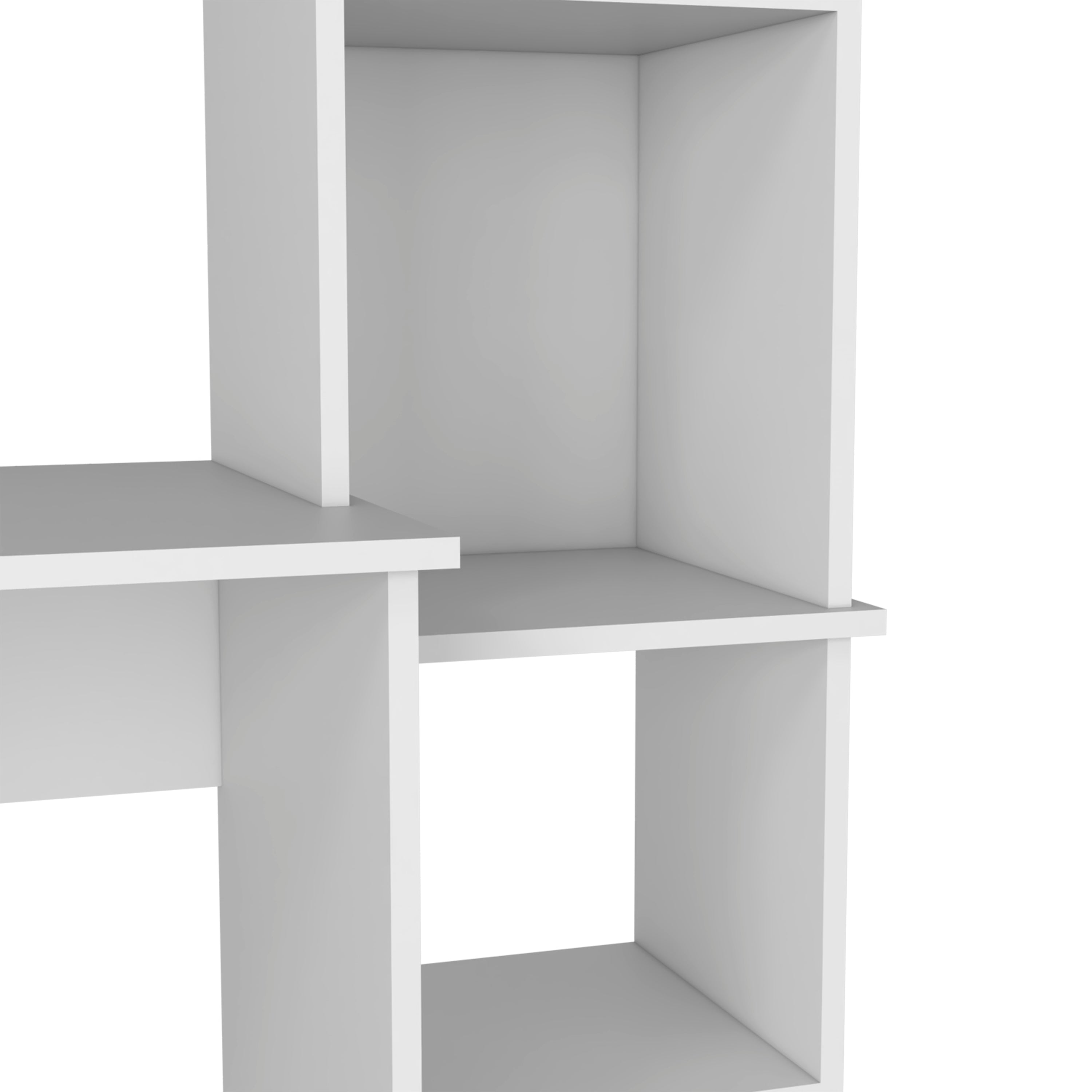 Aramis Ergonomic Desk with Adjustable Shelves, Spacious Storage, 63.9" H, White Finish - Luciddepo